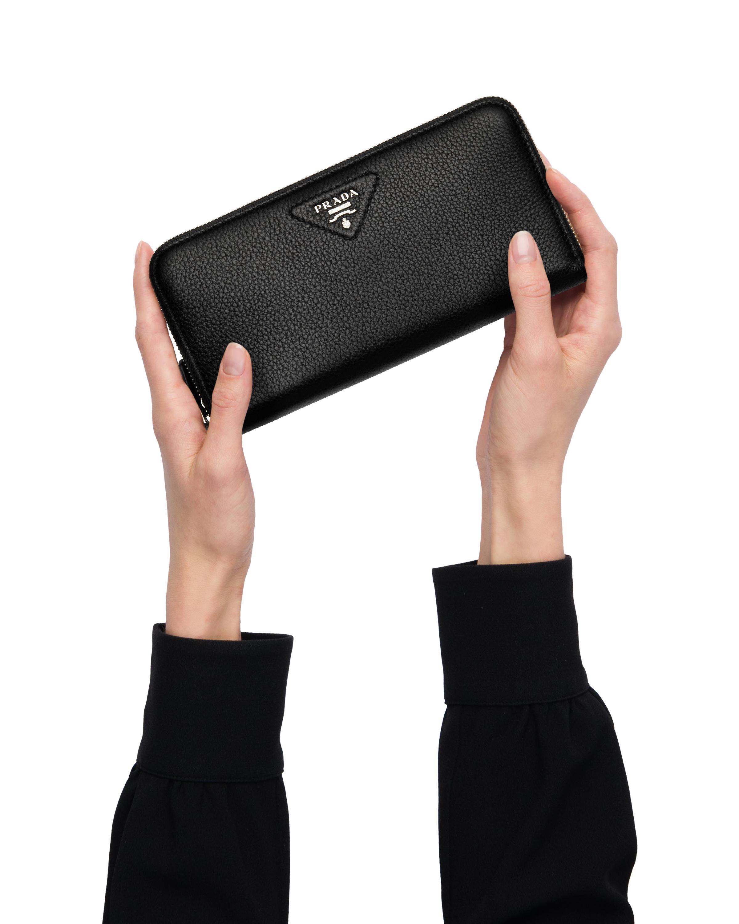 large leather wallet prada