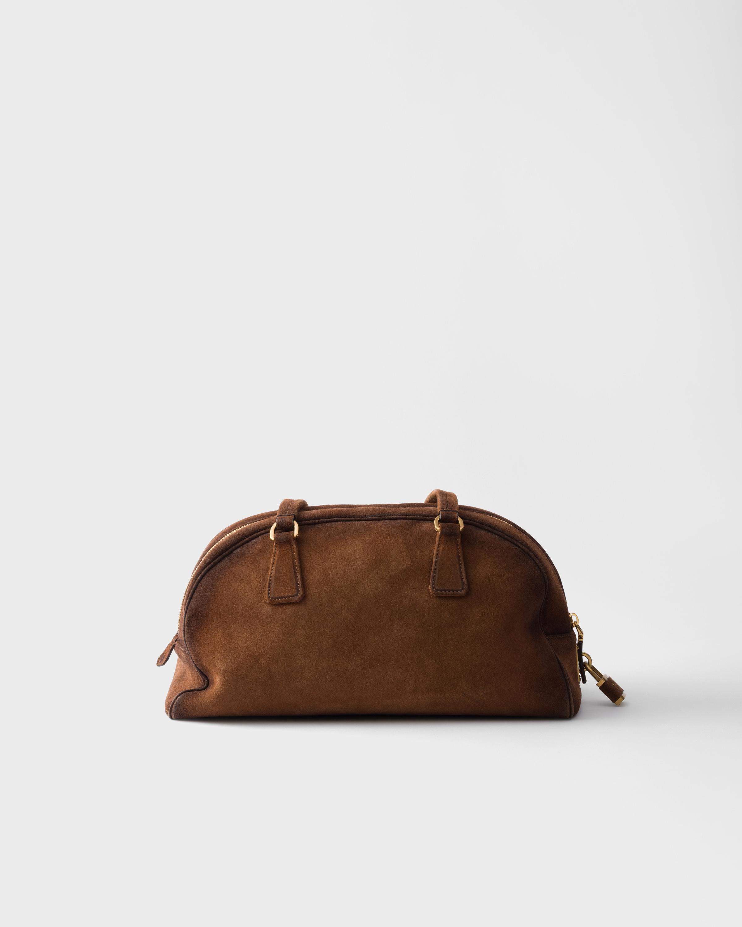 Prada Bowling Medium Suede Bag in Brown | Lyst