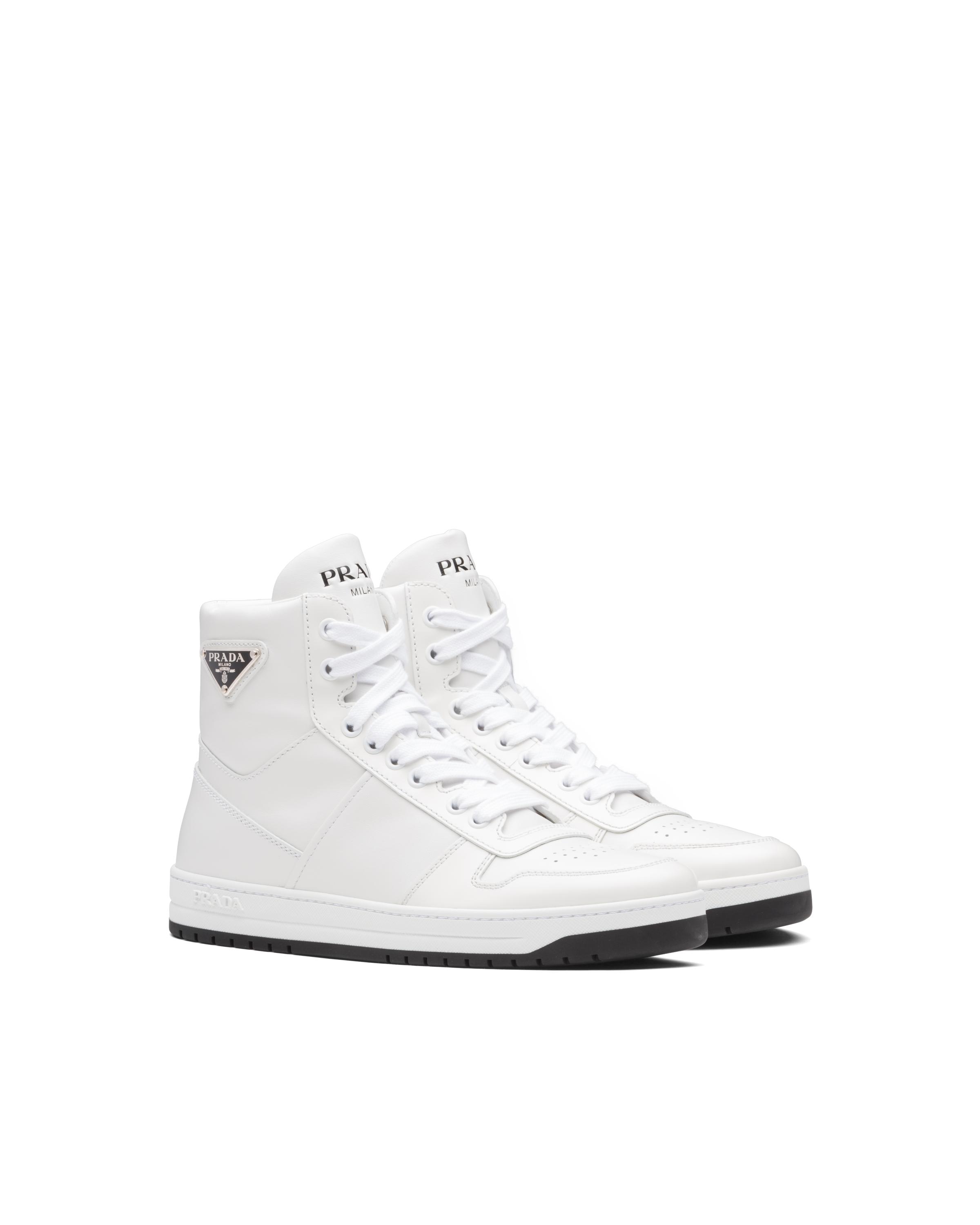 Prada Downtown Perforated Leather High-top Sneakers in White | Lyst