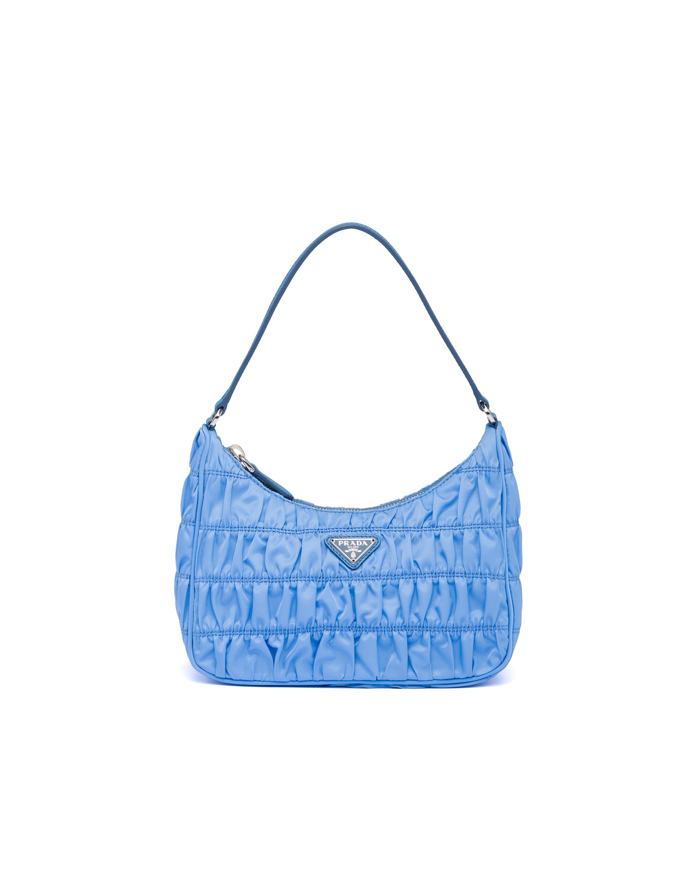 Prada Nylon And Saffiano Leather Mini Bag in Blue | Lyst
