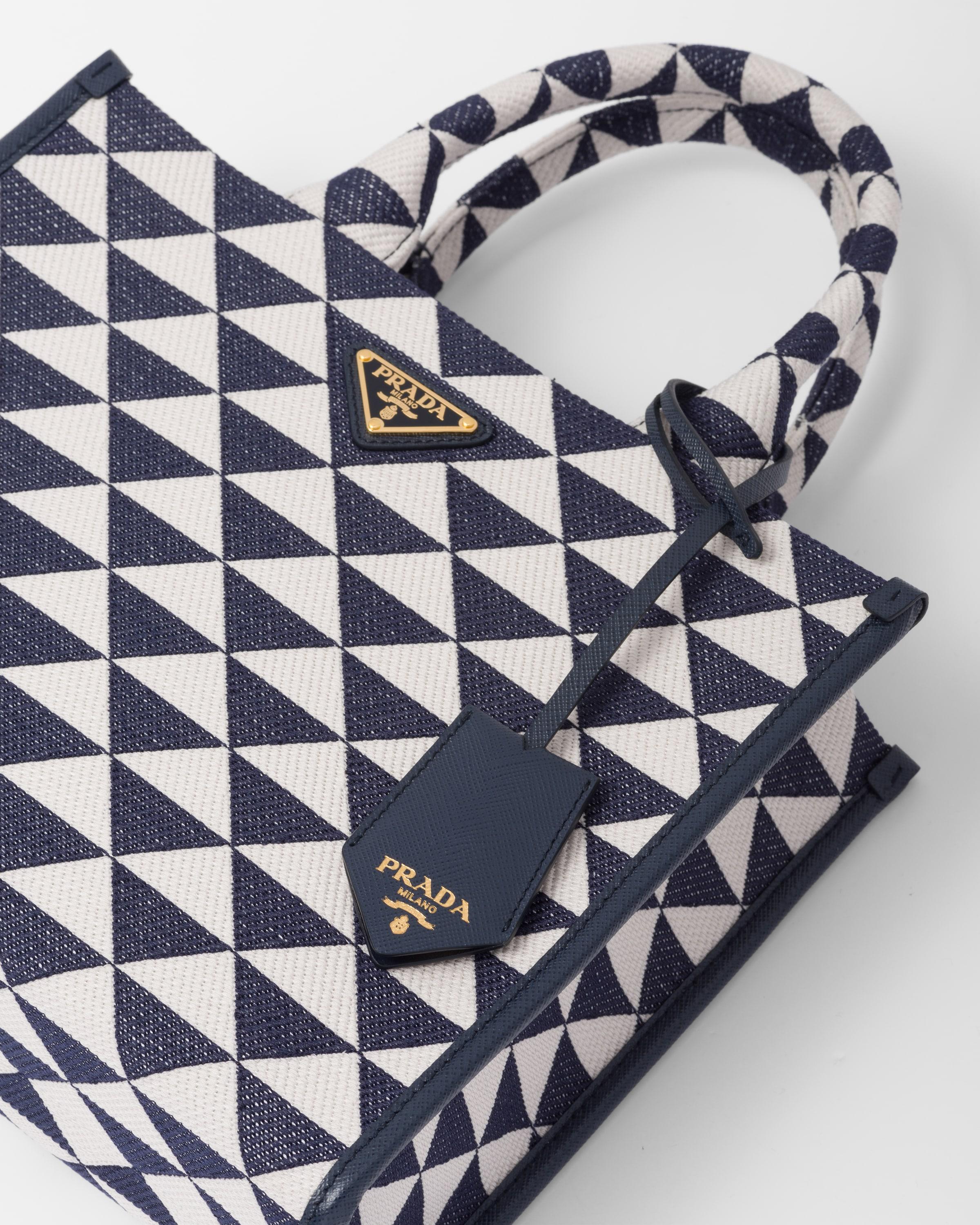 Prada Prada Symbole Small Embroidered Fabric Top Handle Tote Bag