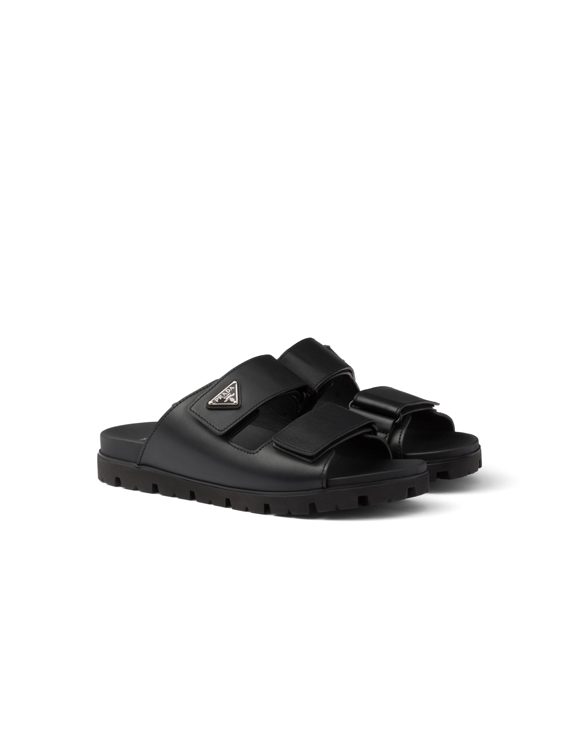 Prada Leather Strap Sandals, Size 5 in Black for Men | Lyst