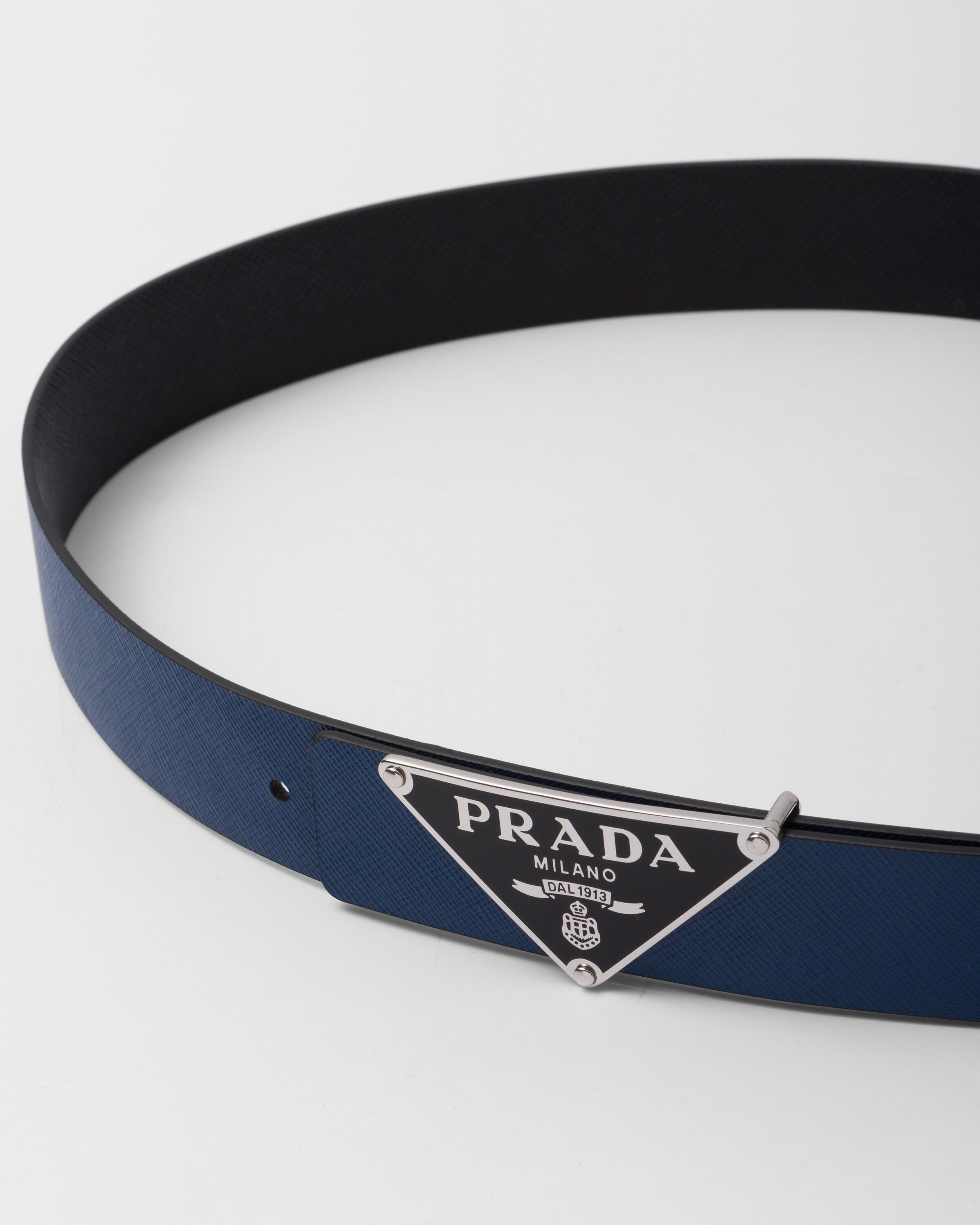 Prada Reversible Saffiano Leather Belt Strap in Blue for Men