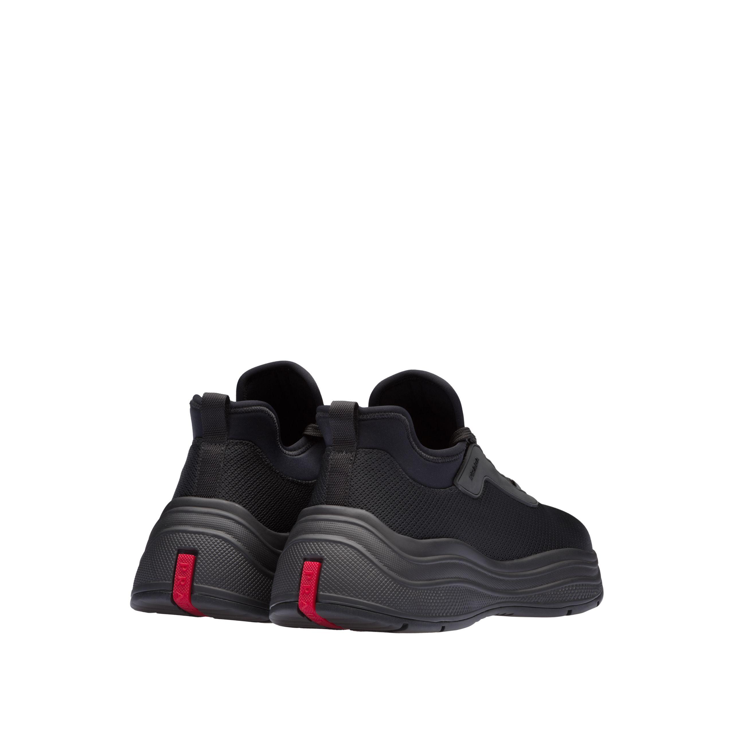Prada Neoprene Mesh Panel Sneakers in Black for Men - Save 16% - Lyst