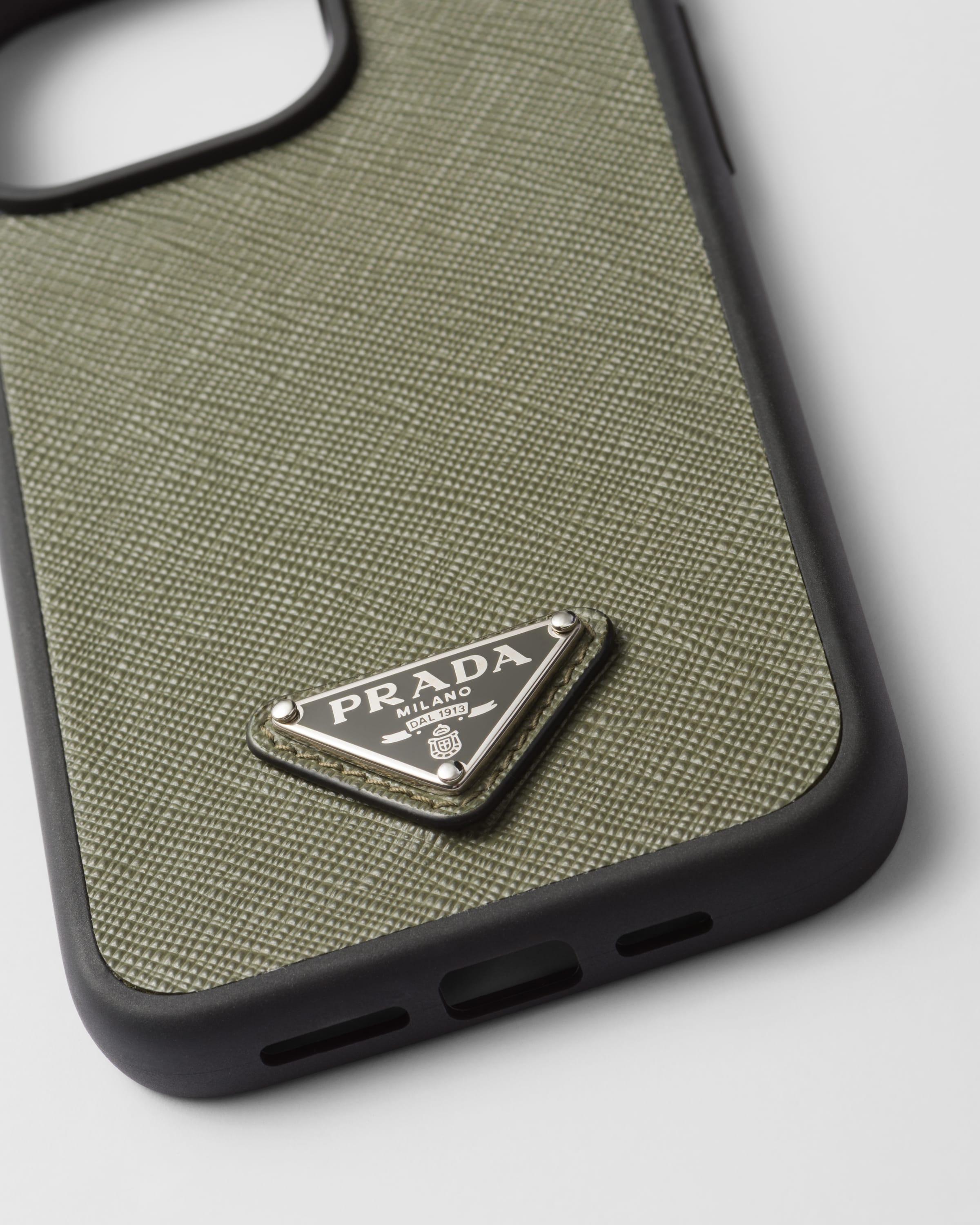 Prada Saffiano Leather Cover For Iphone 15 Pro Max in Green for