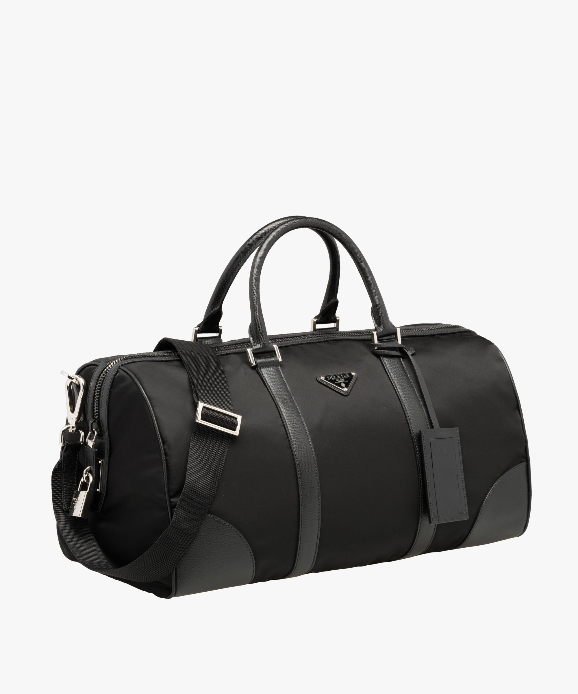 Prada Leather Weekender Bag in Black for Men - Lyst