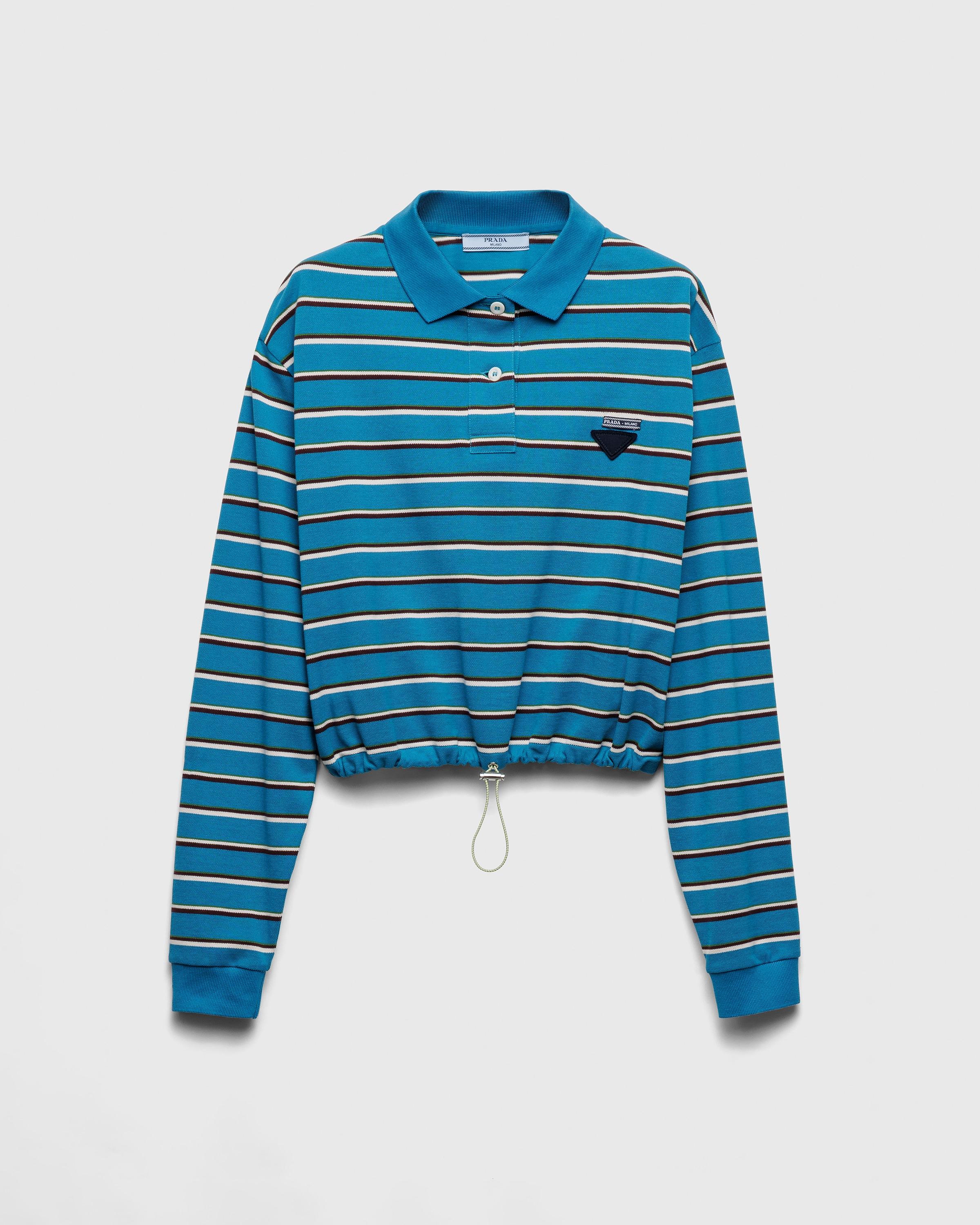Prada Striped Piqué Polo Shirt in Blue | Lyst