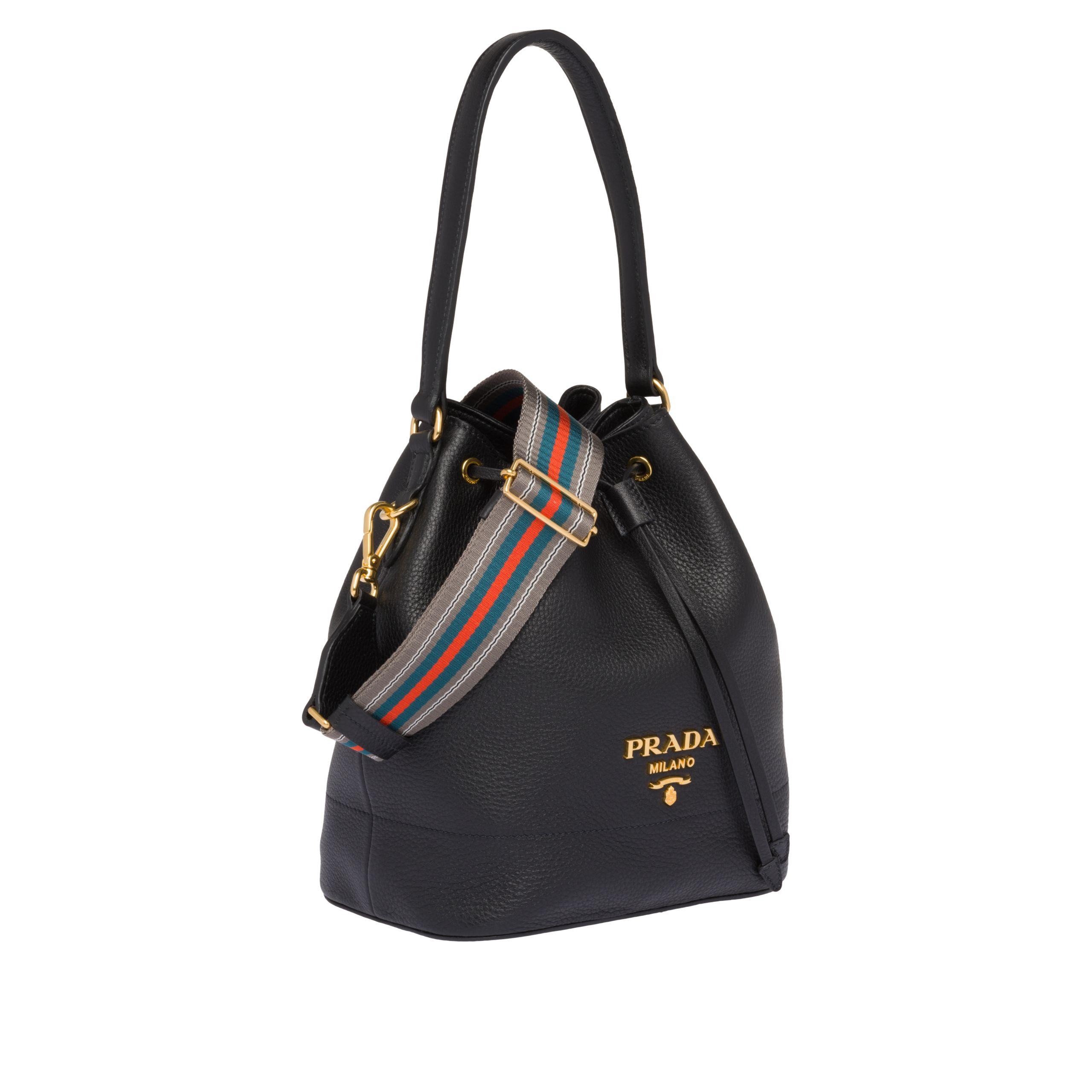 prada bucket bag leather