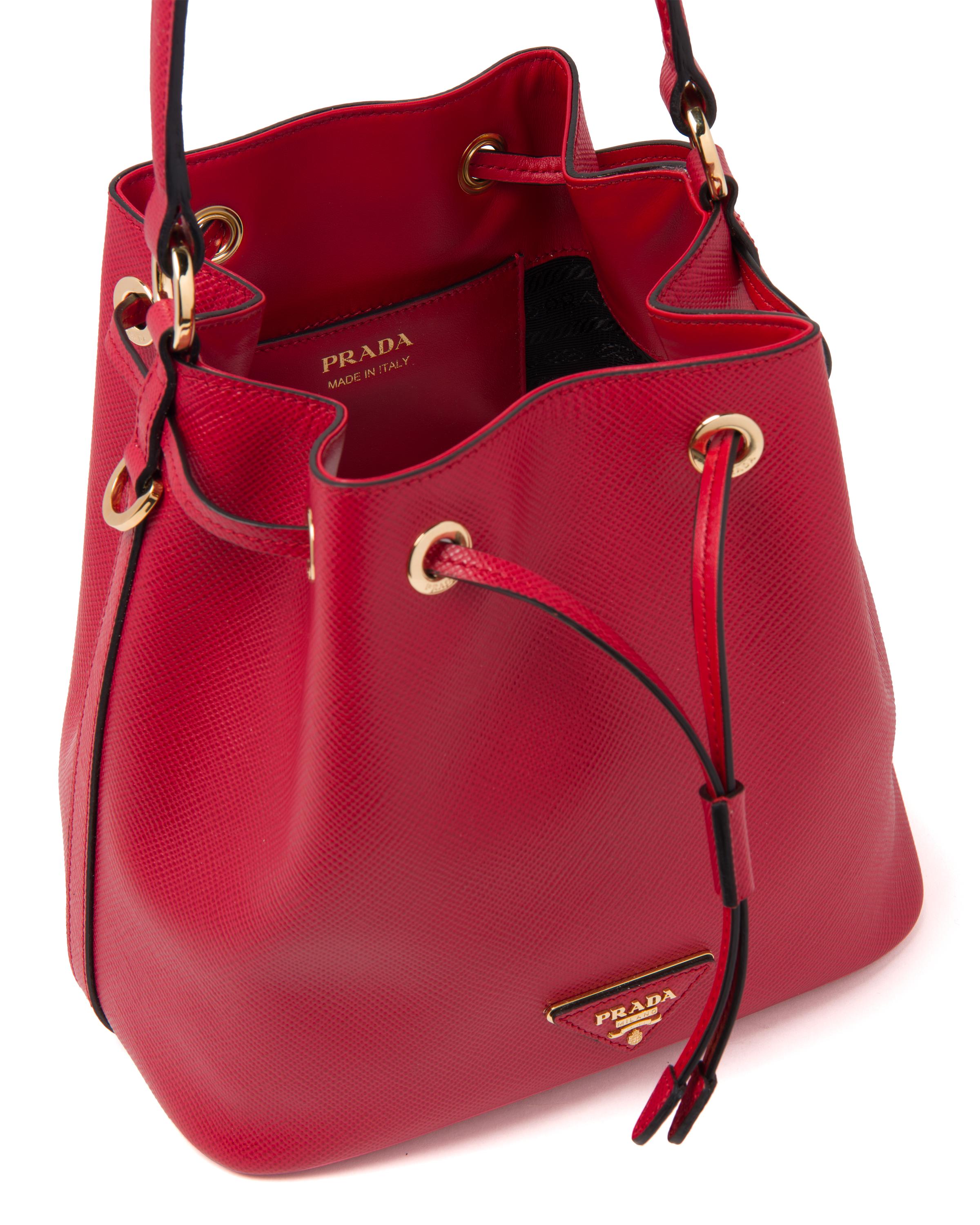saffiano leather bucket bag prada
