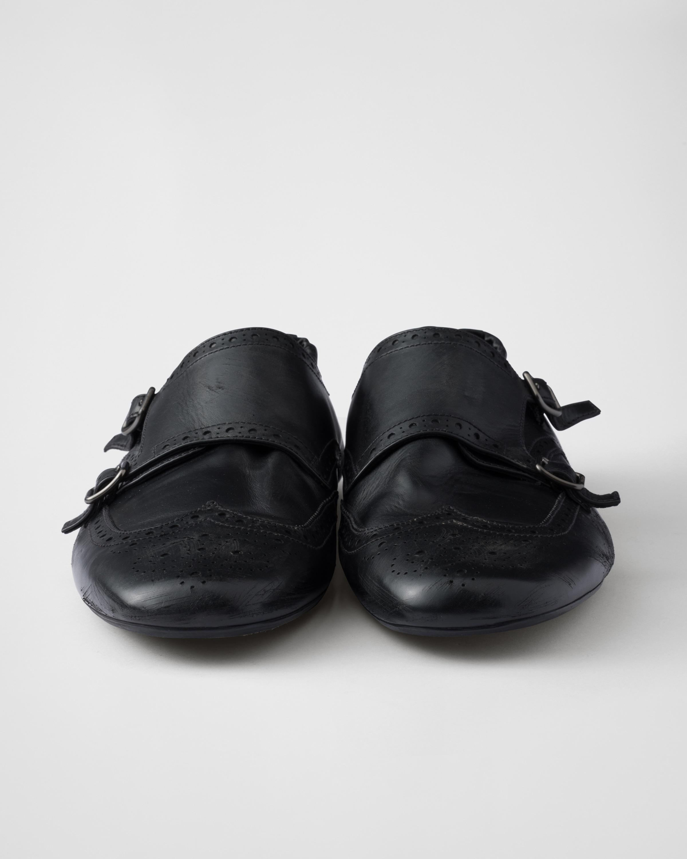 Prada Shuffle Double Monk Strap Shoes, Size 6,5 in White for Men