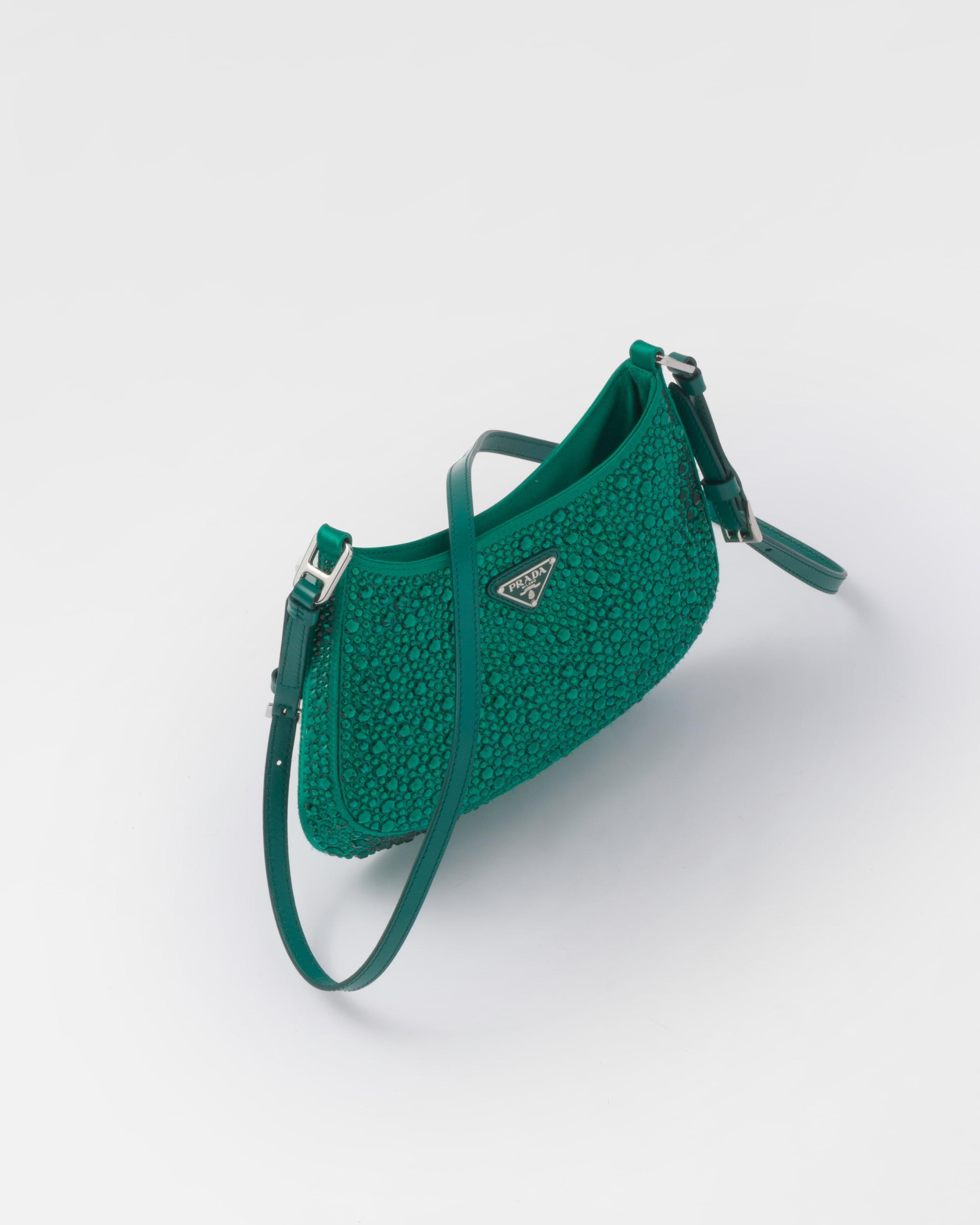 Prada Cleo Satin Bag With Crystals in Green Lyst