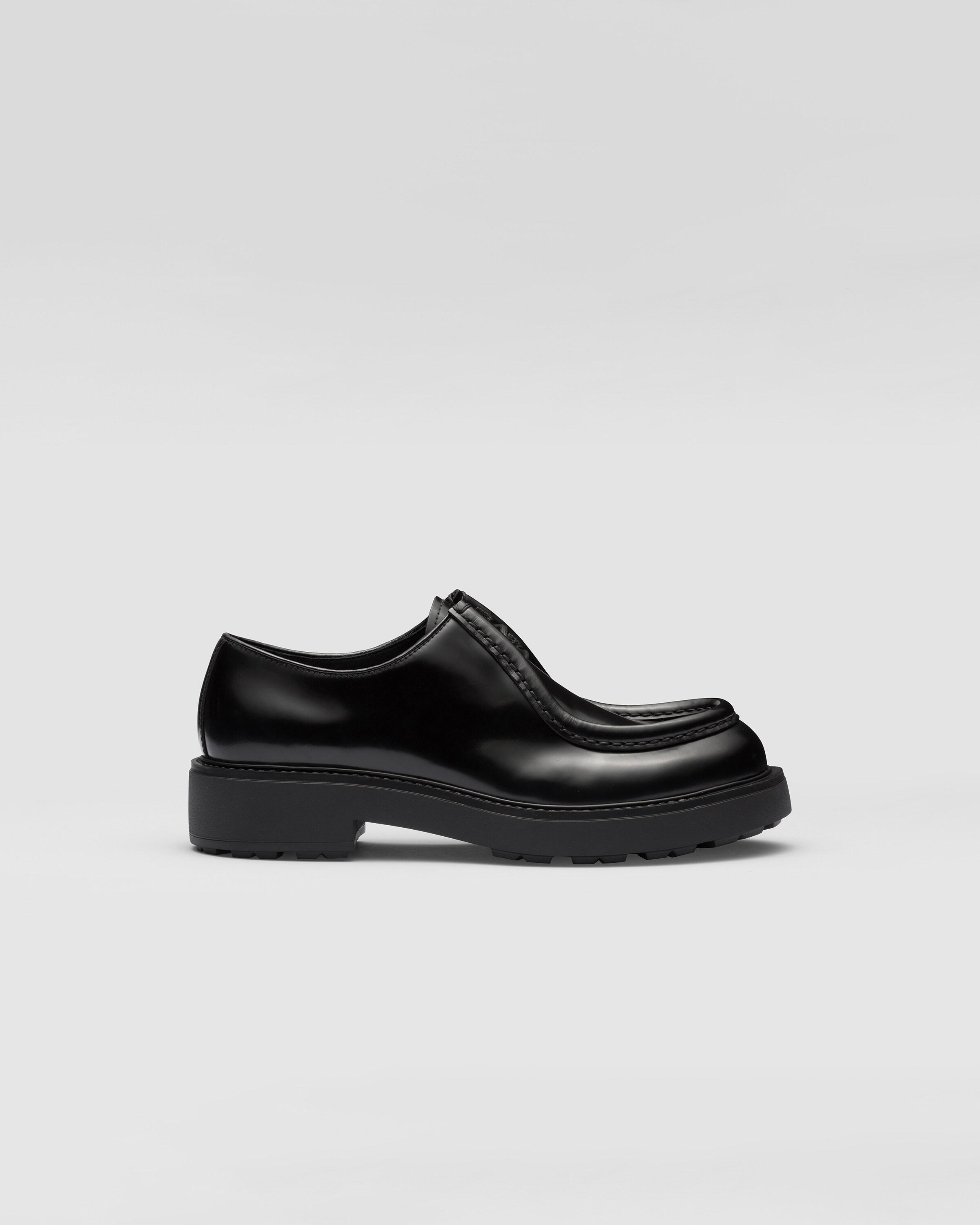 Prada Diapason Opaque Brushed Leather Lace-up Shoes in Black