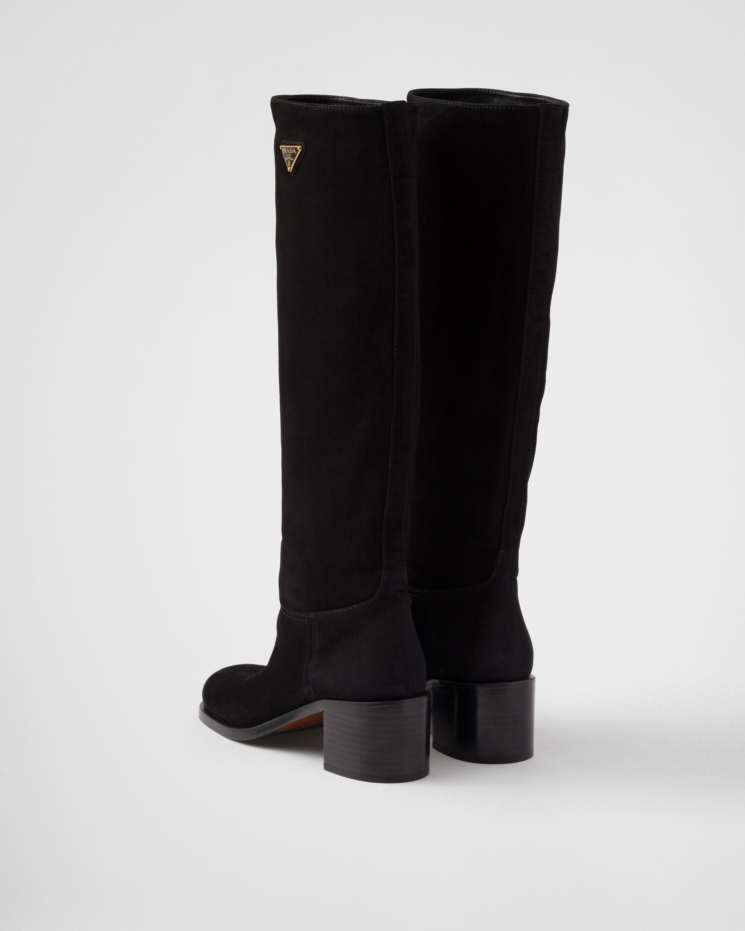 Prada Suede Boots in Black Lyst UK