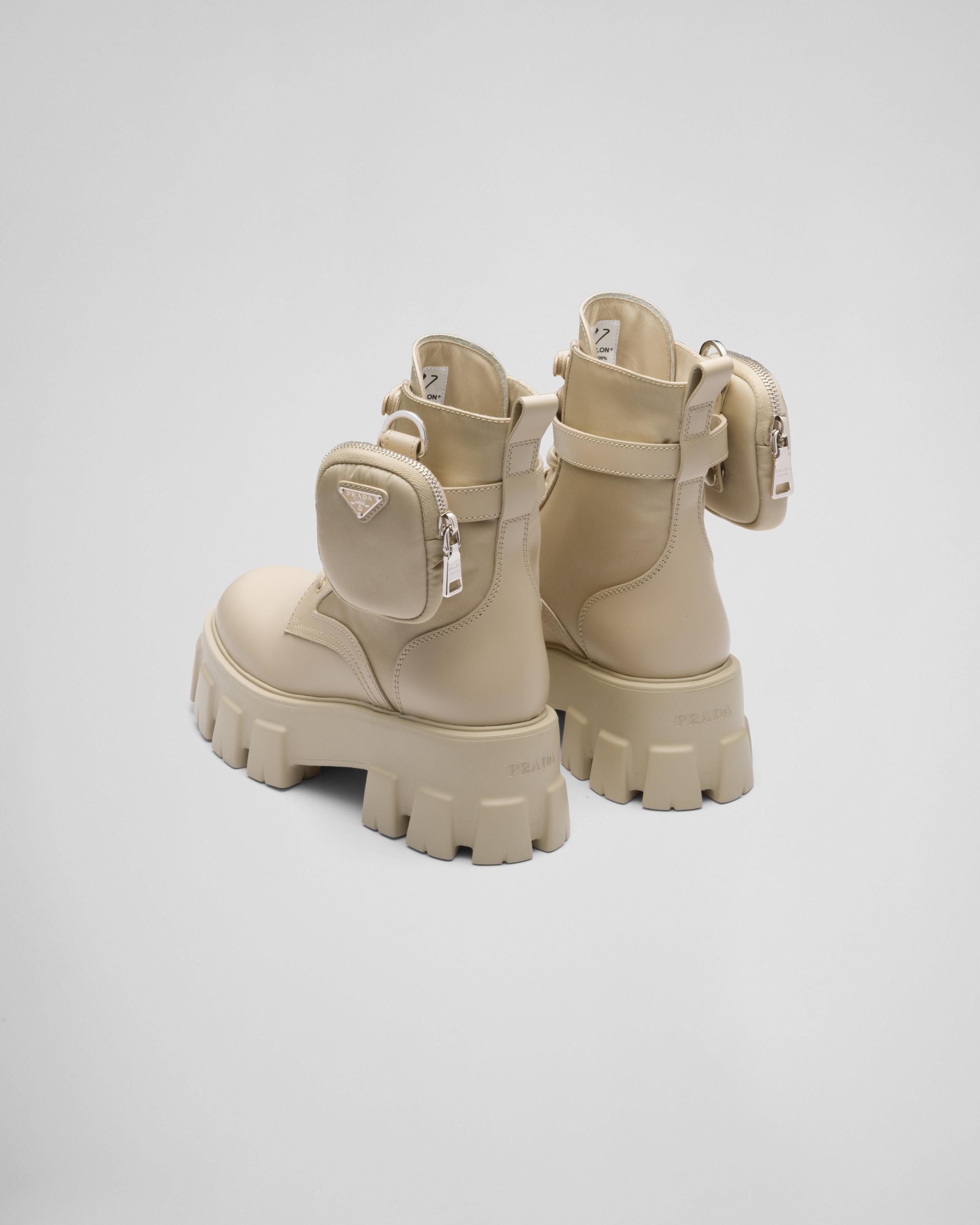 Prada Monolith Lace up Boots With Pouch in Natural Lyst