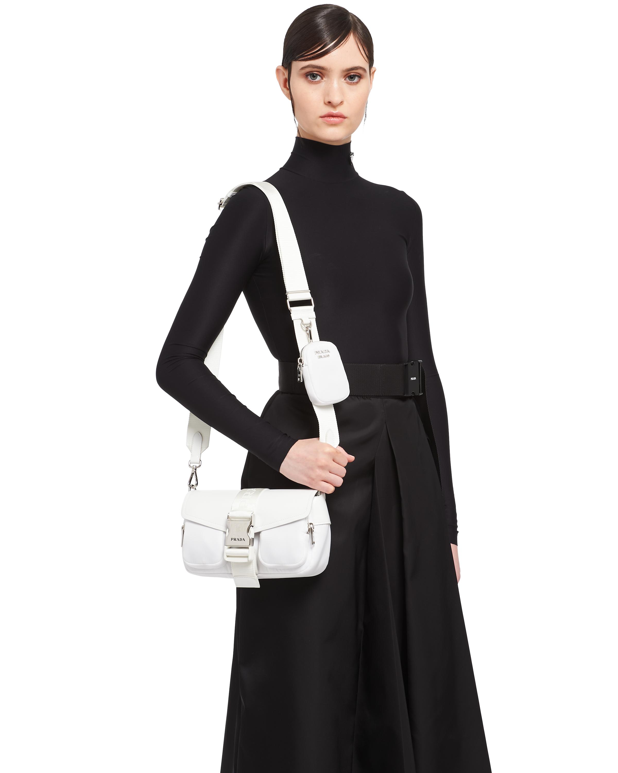 prada pocket nylon and brushed leather bag