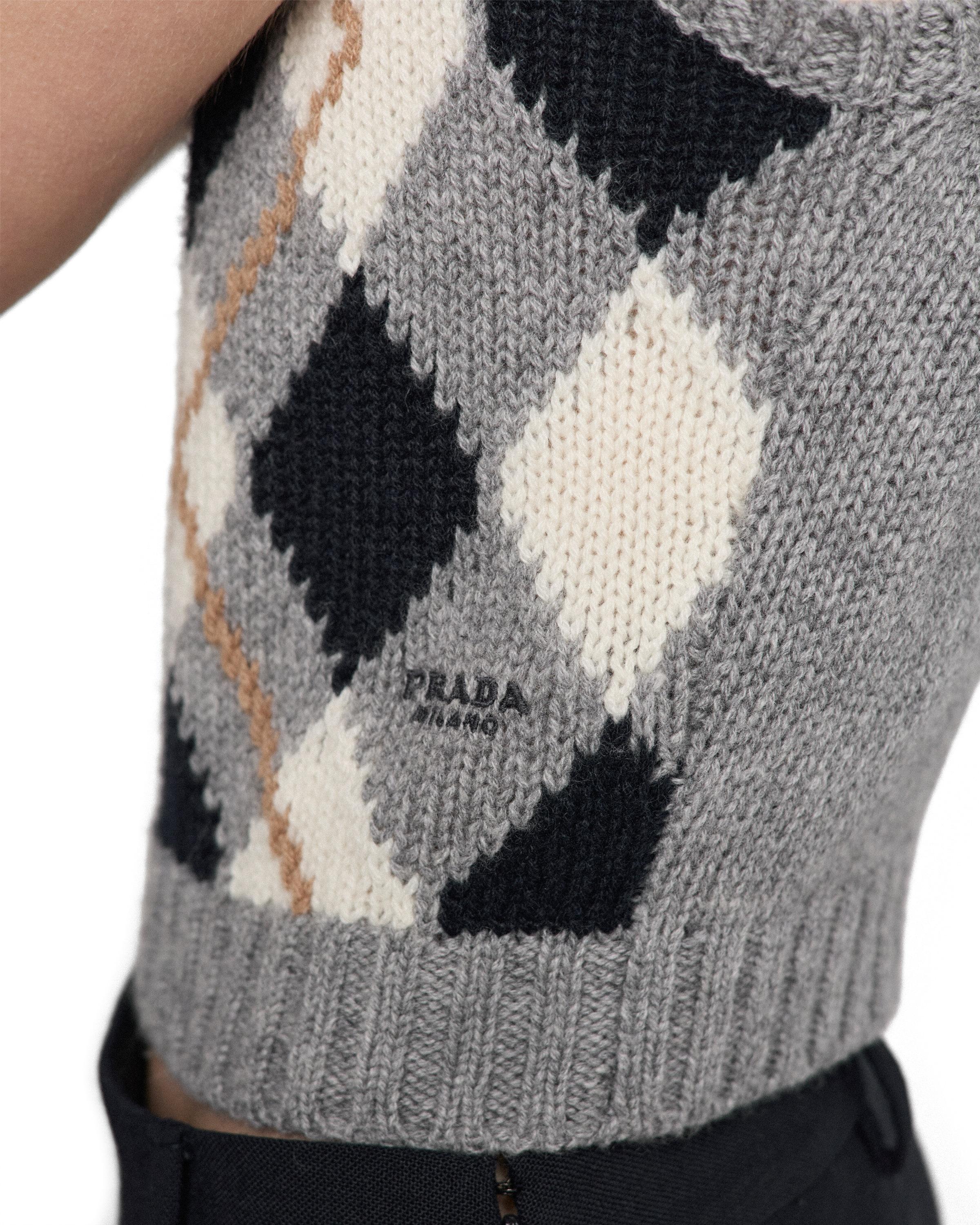 Prada Argyle Knit Cashmere Top in White | Lyst