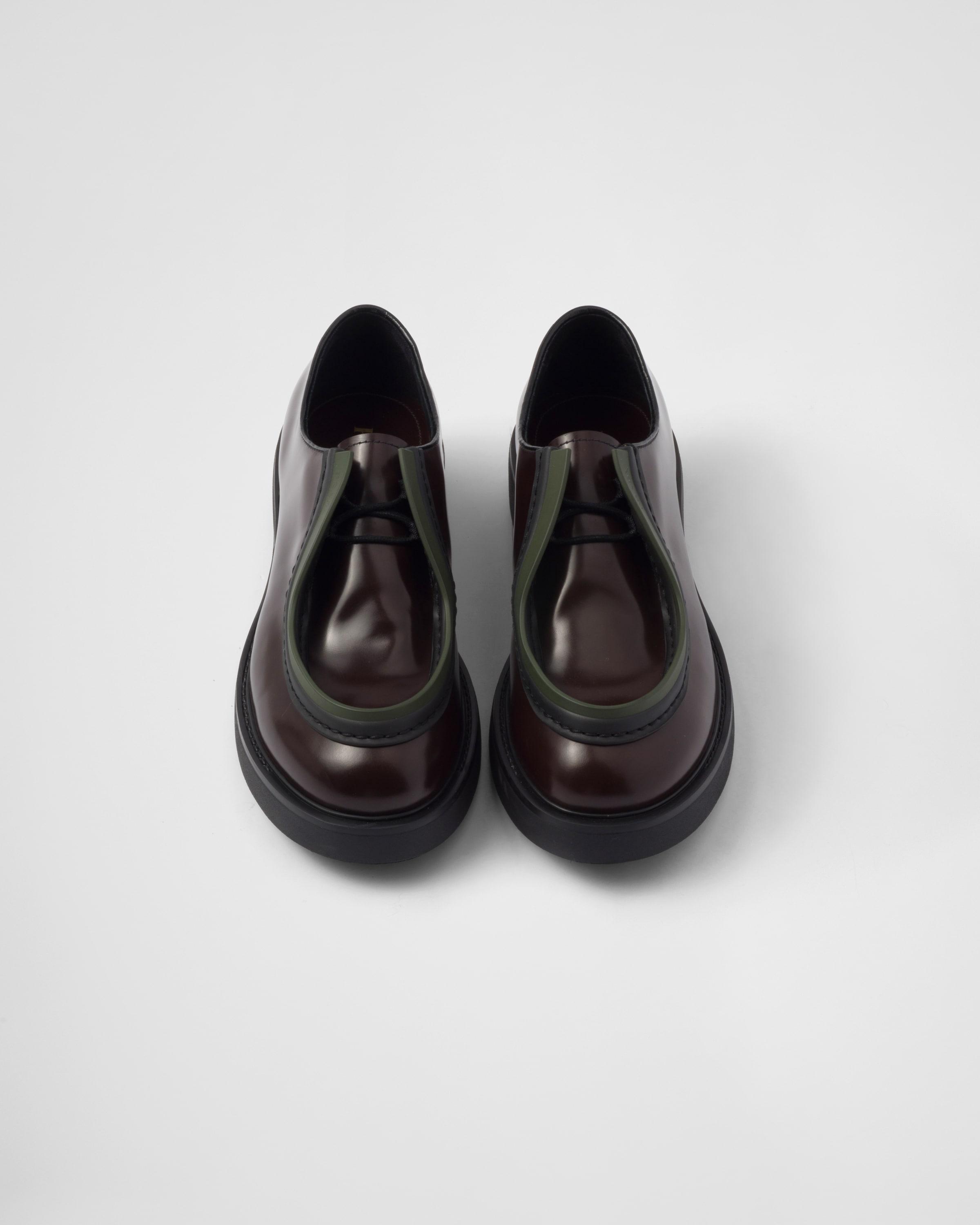 Prada Diapason Opaque Brushed Leather Lace-up Shoes in Black for