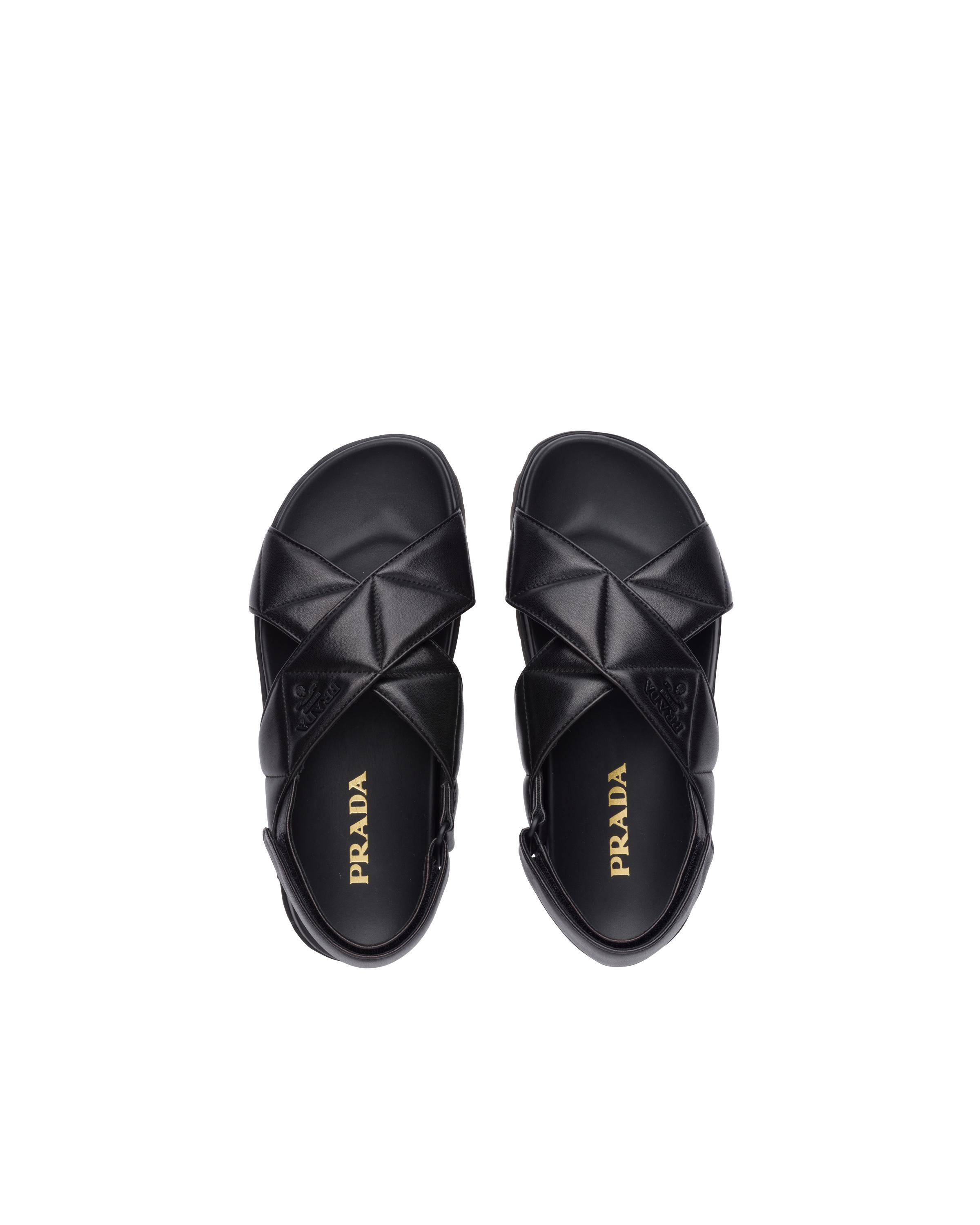 Prada Sporty Quilted Nappa Leather Sandals in Black | Lyst