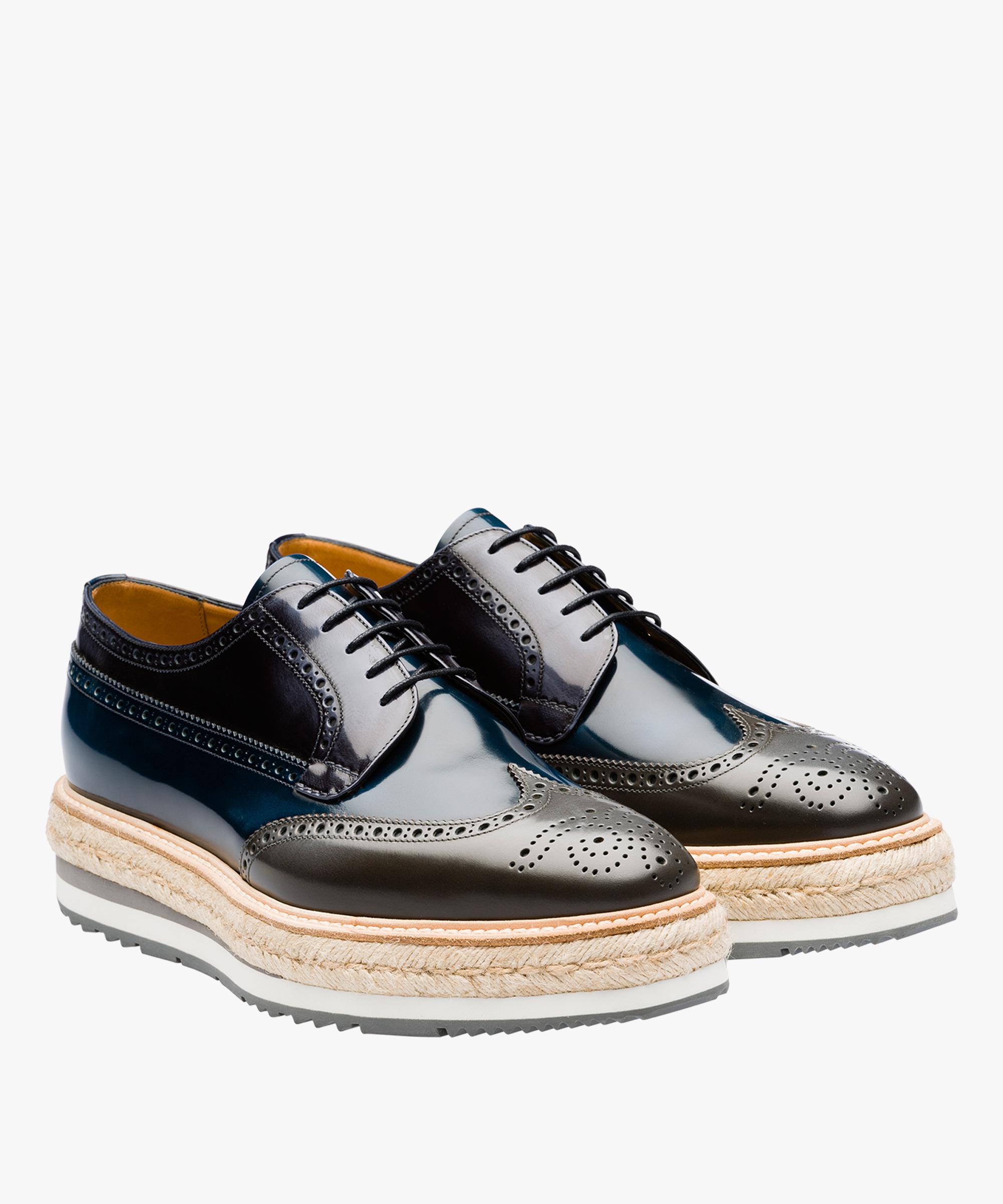 Prada Leather Platform Derby Shoes in Blue for Men | Lyst