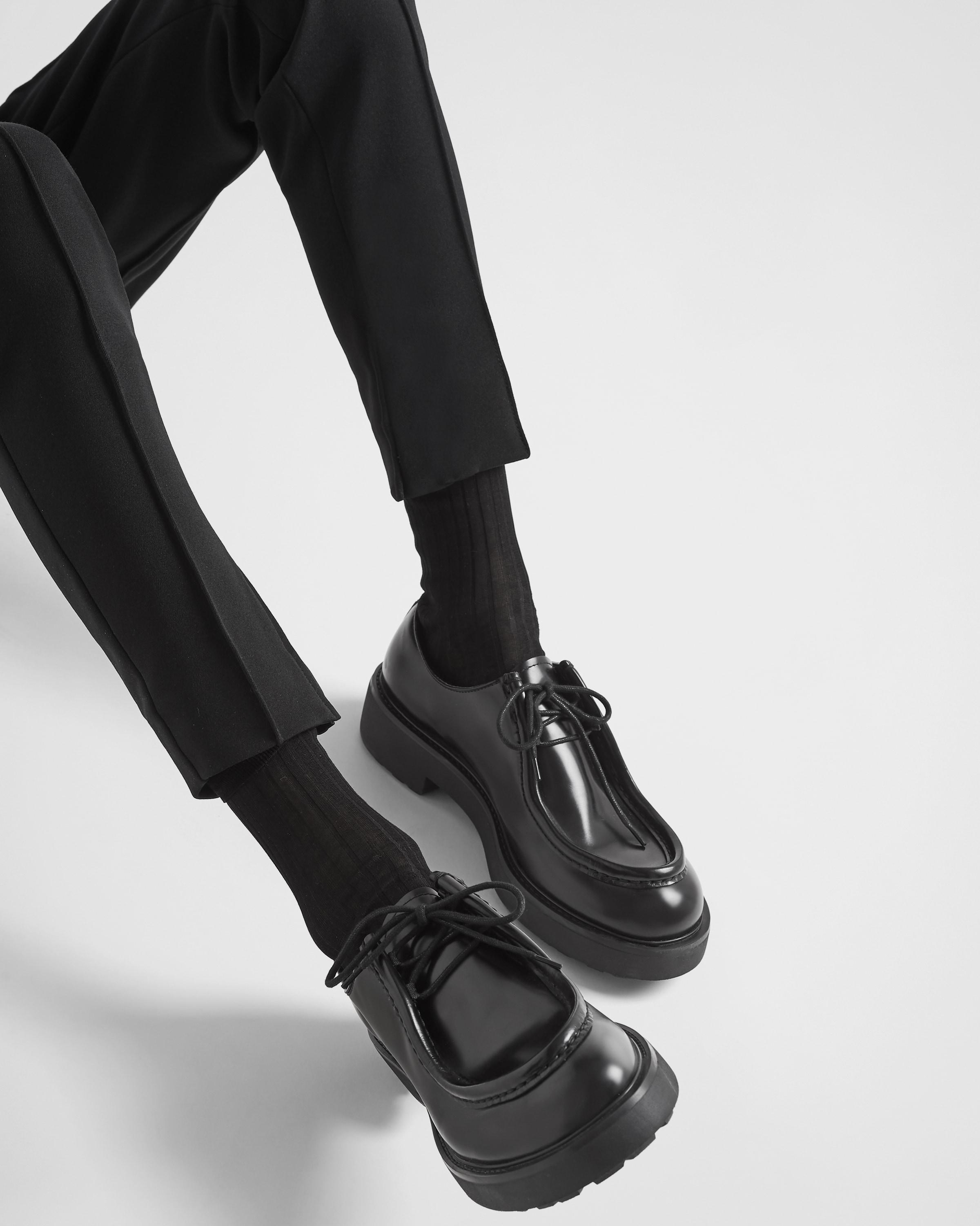Prada Diapason Opaque Brushed Leather Lace-up Shoes in Black Prada Diapason Opaque Brushed Leather Lace-up Shoes in Black