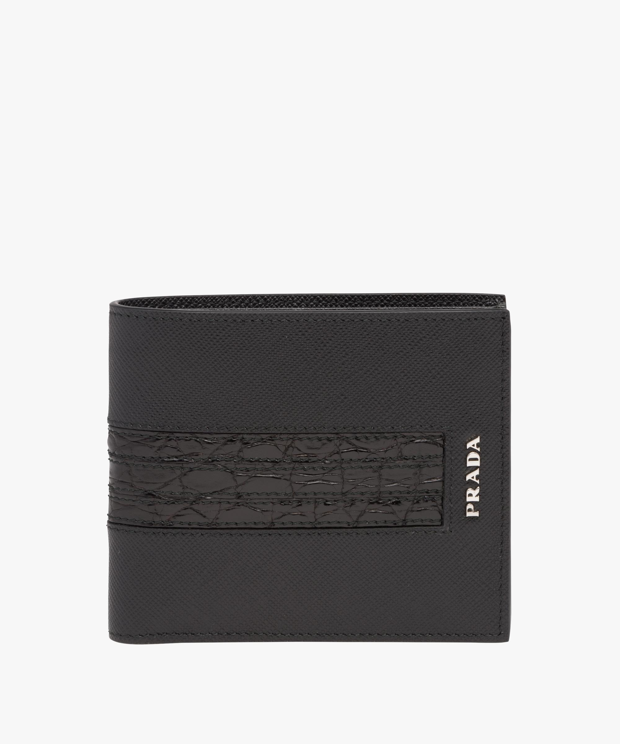 salesman He Colleague Prada Saffiano And Crocodile Leather Wallet in Black for Men | Lyst