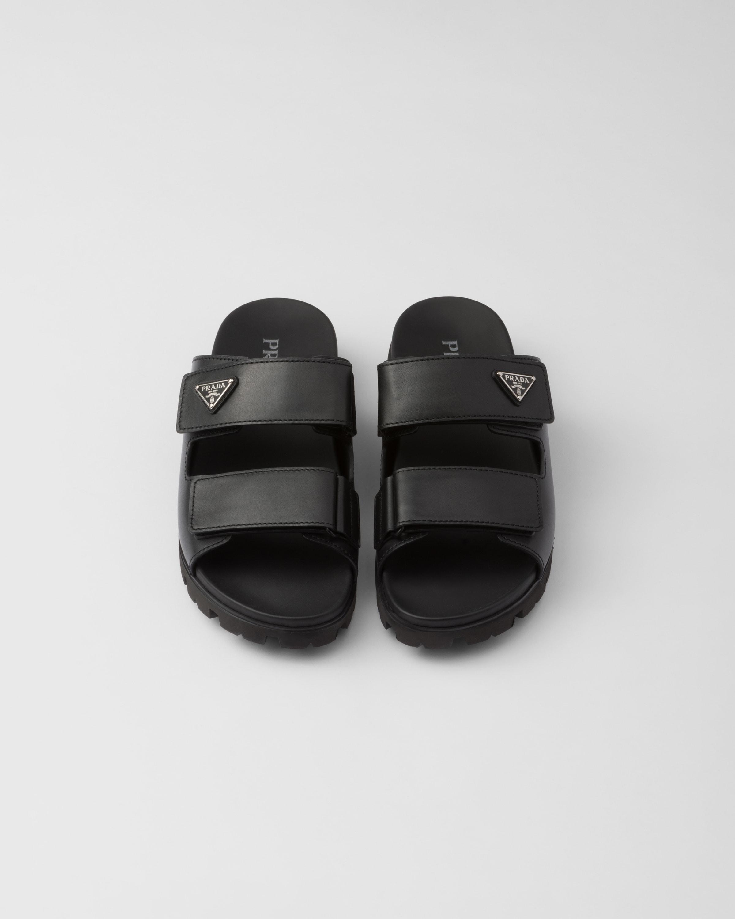 Prada Leather Strap Sandals in Black for Men | Lyst UK