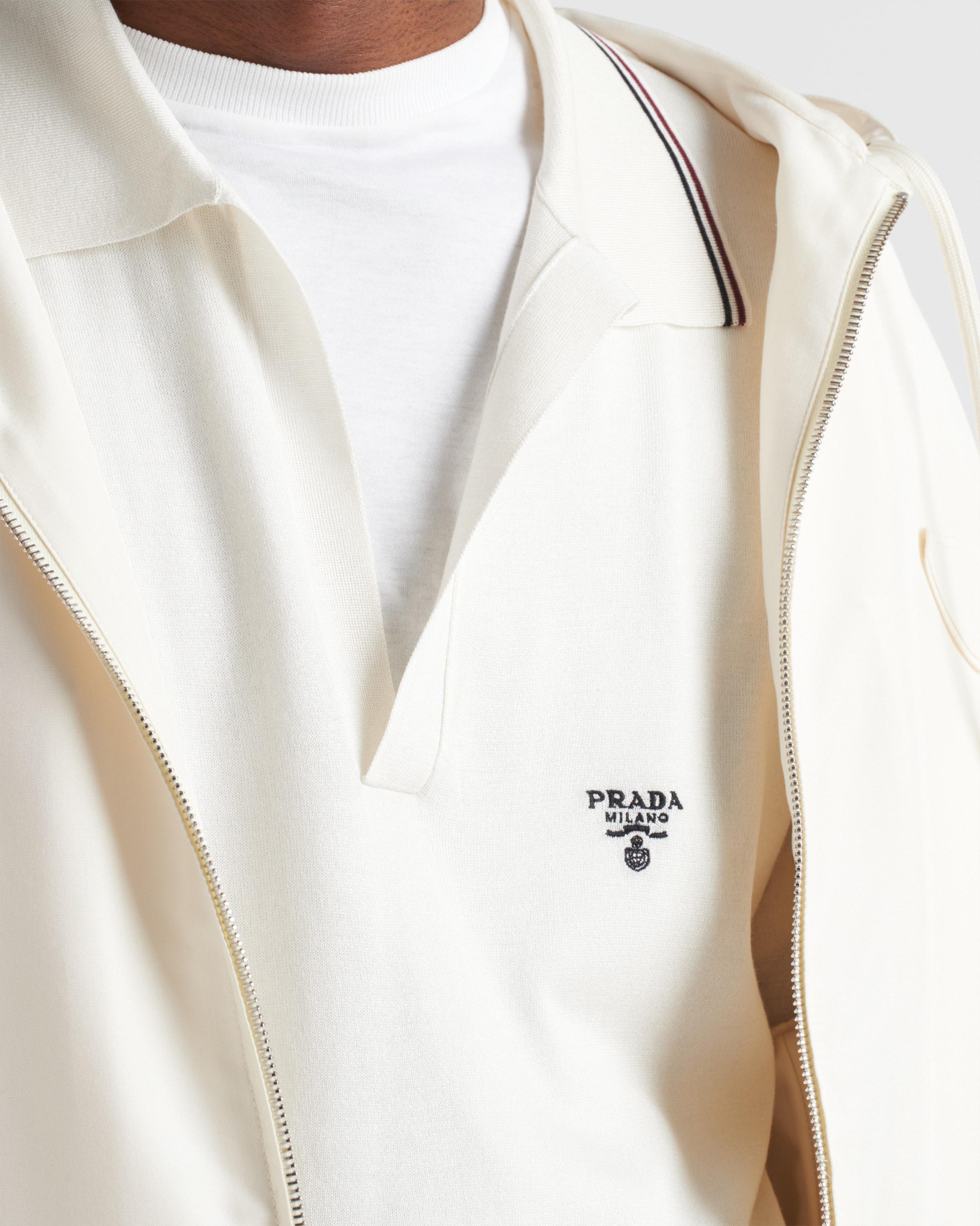 Prada Ivory Silk Blend Polo Shirt in White for Men | Lyst UK