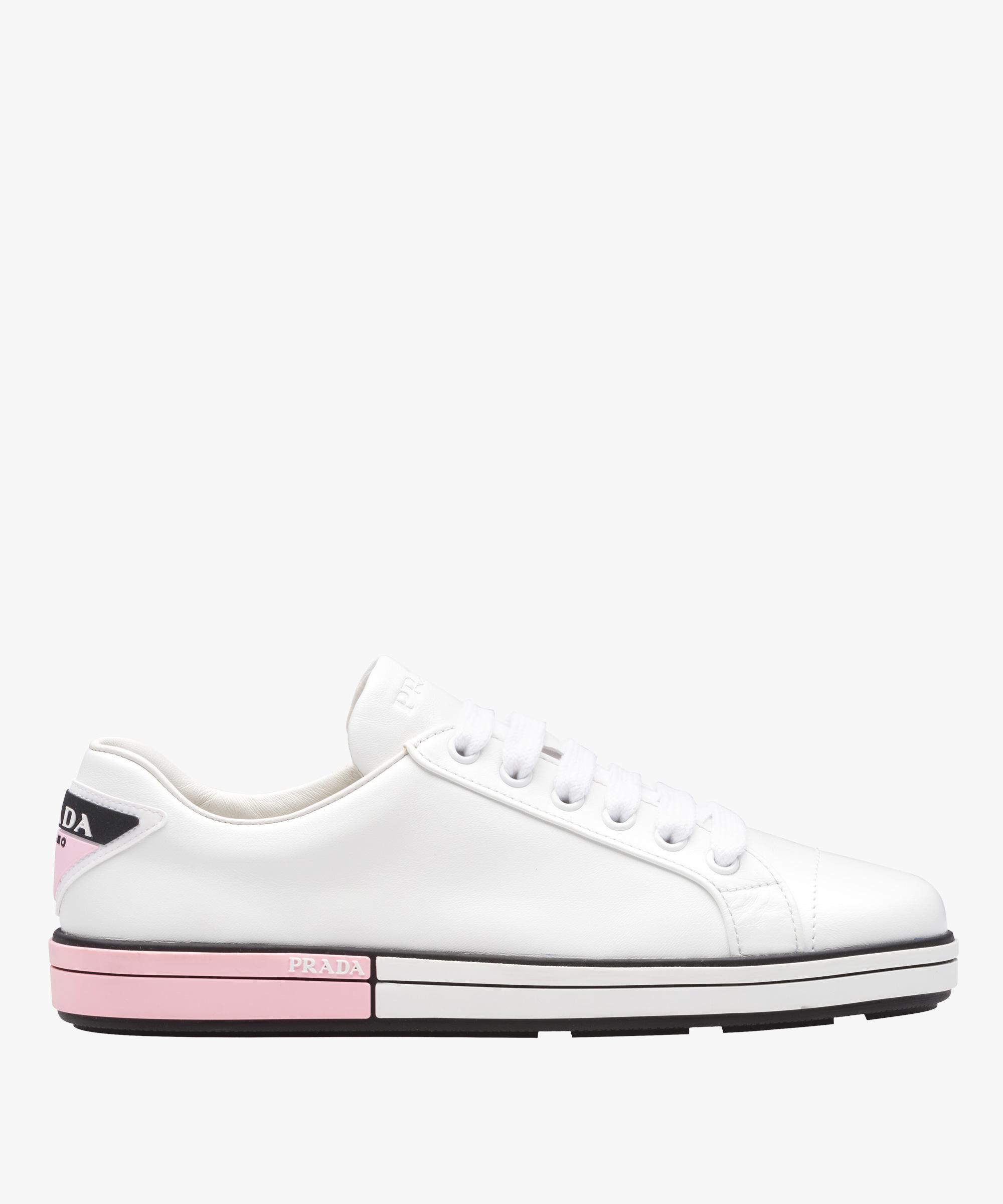 Prada Calf Leather Sneakers in White+Pink (White) | Lyst