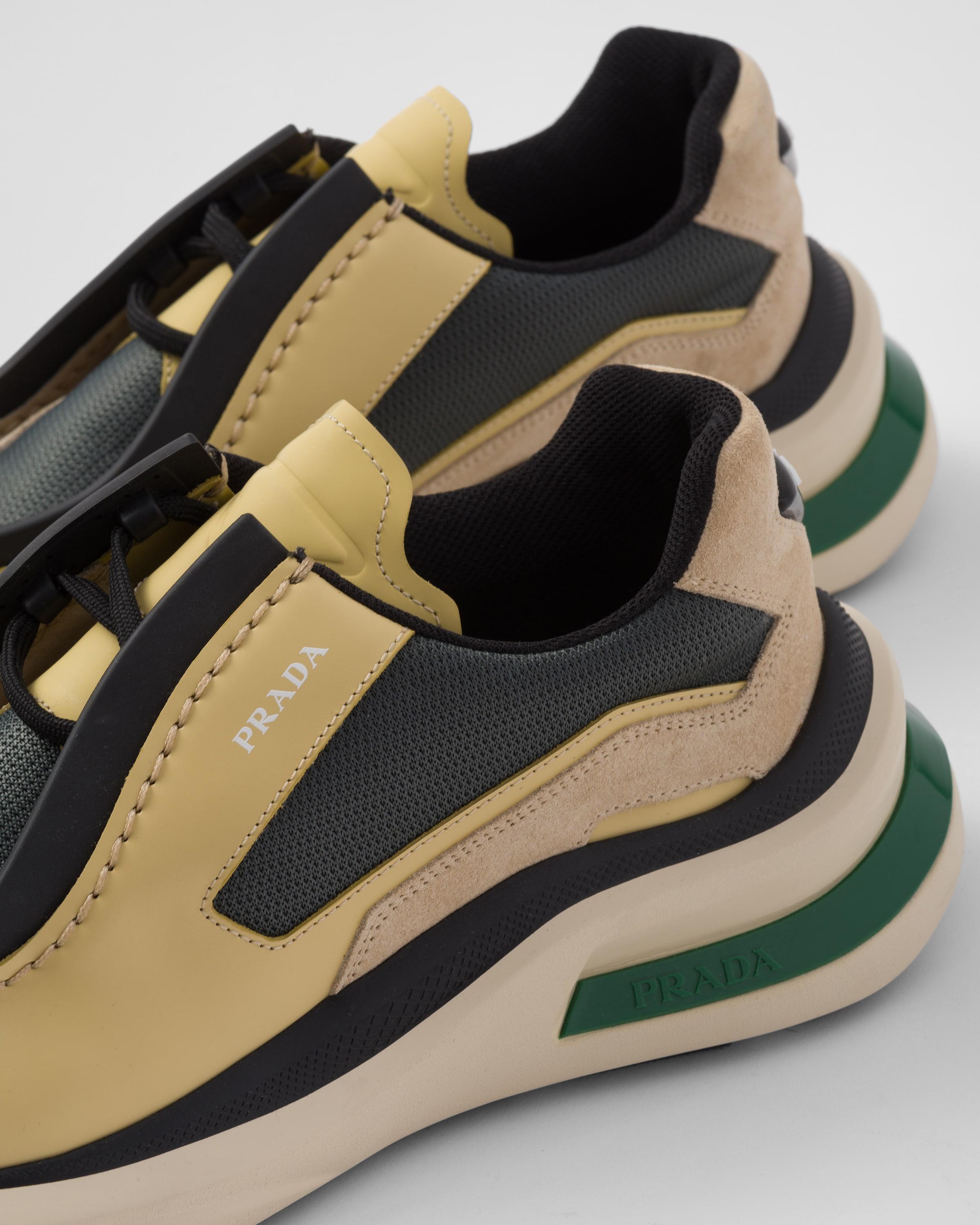 Prada Systeme Brushed Leather Sneakers With Bike Fabric And Prada Systeme Brushed Leather Sneakers With Bike Fabric And