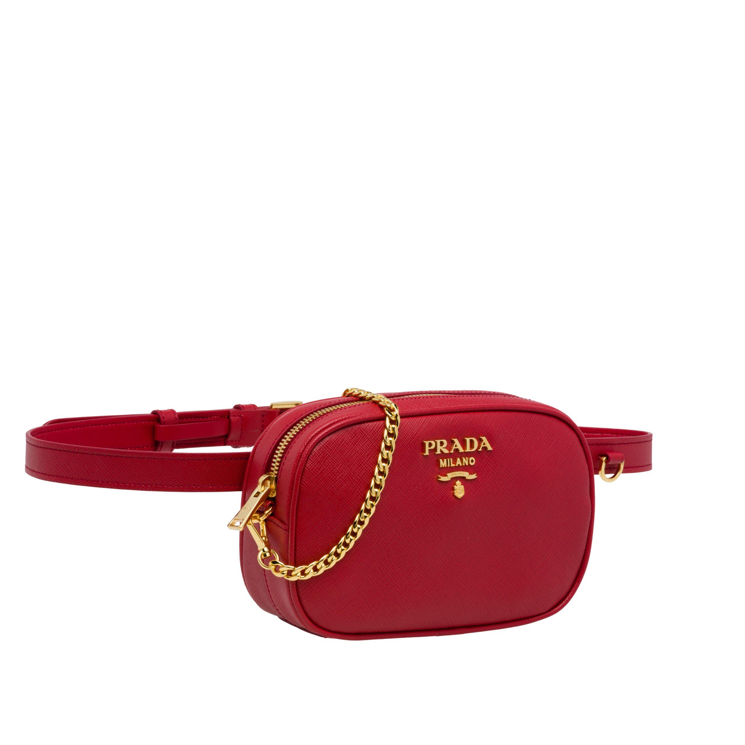 Prada Saffiano Leather Belt Bag in Red | Lyst