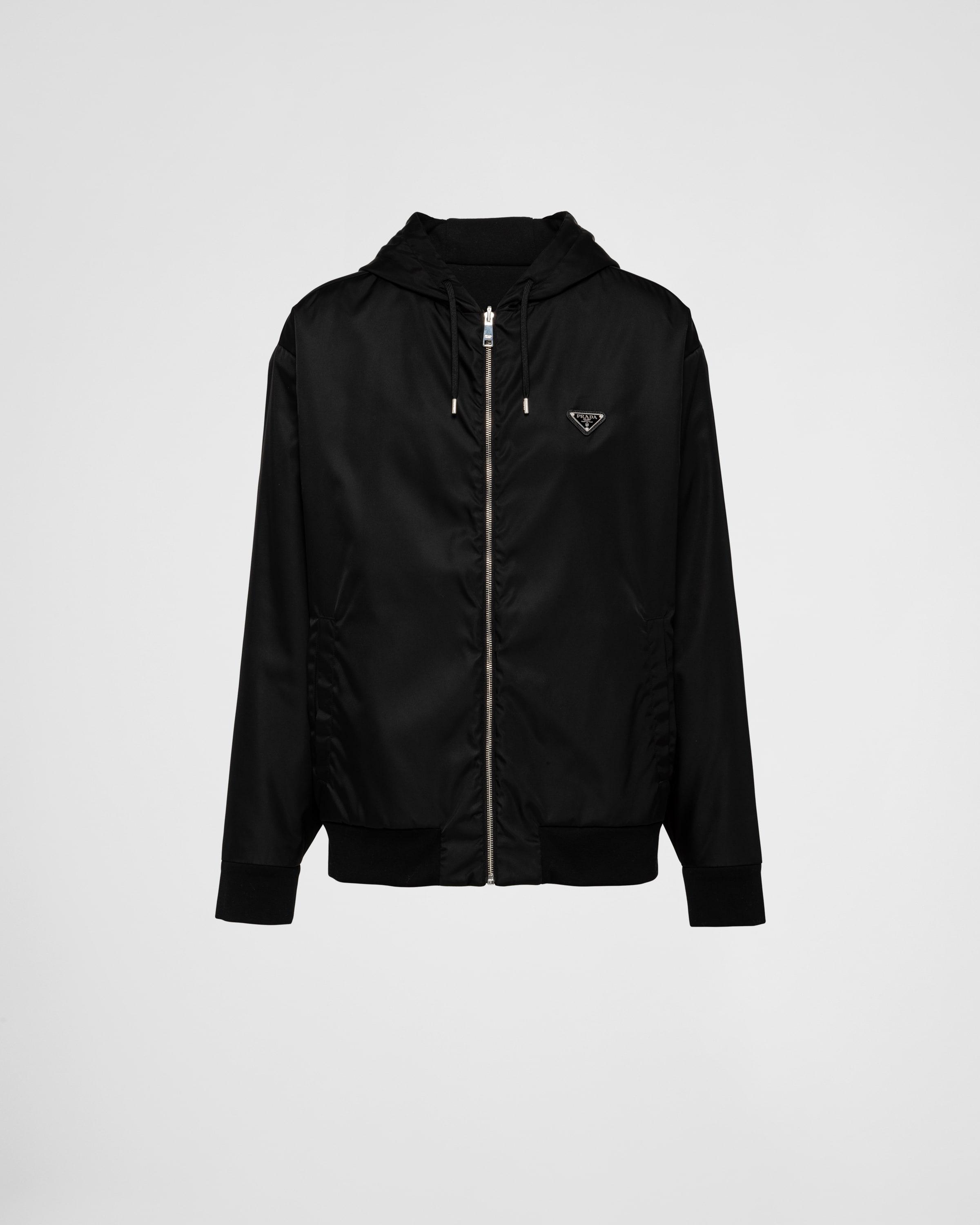 Prada Reversible Cotton Fleece And Re-nylon Hoodie in Black for 