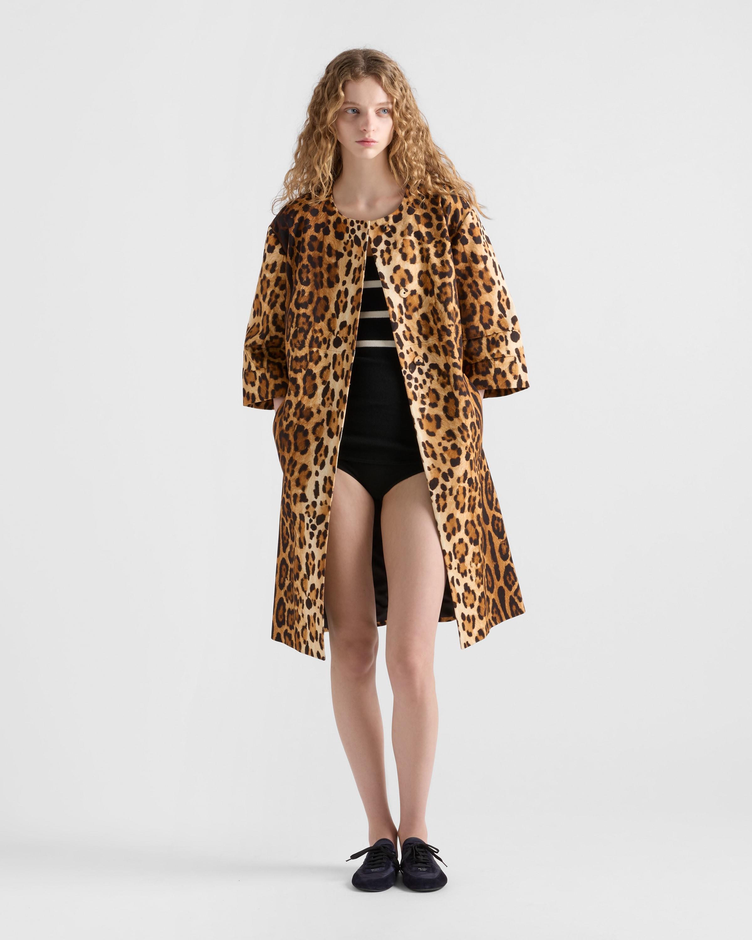 Prada Single-Breasted Animal Print Drill Coat in Natural | Lyst