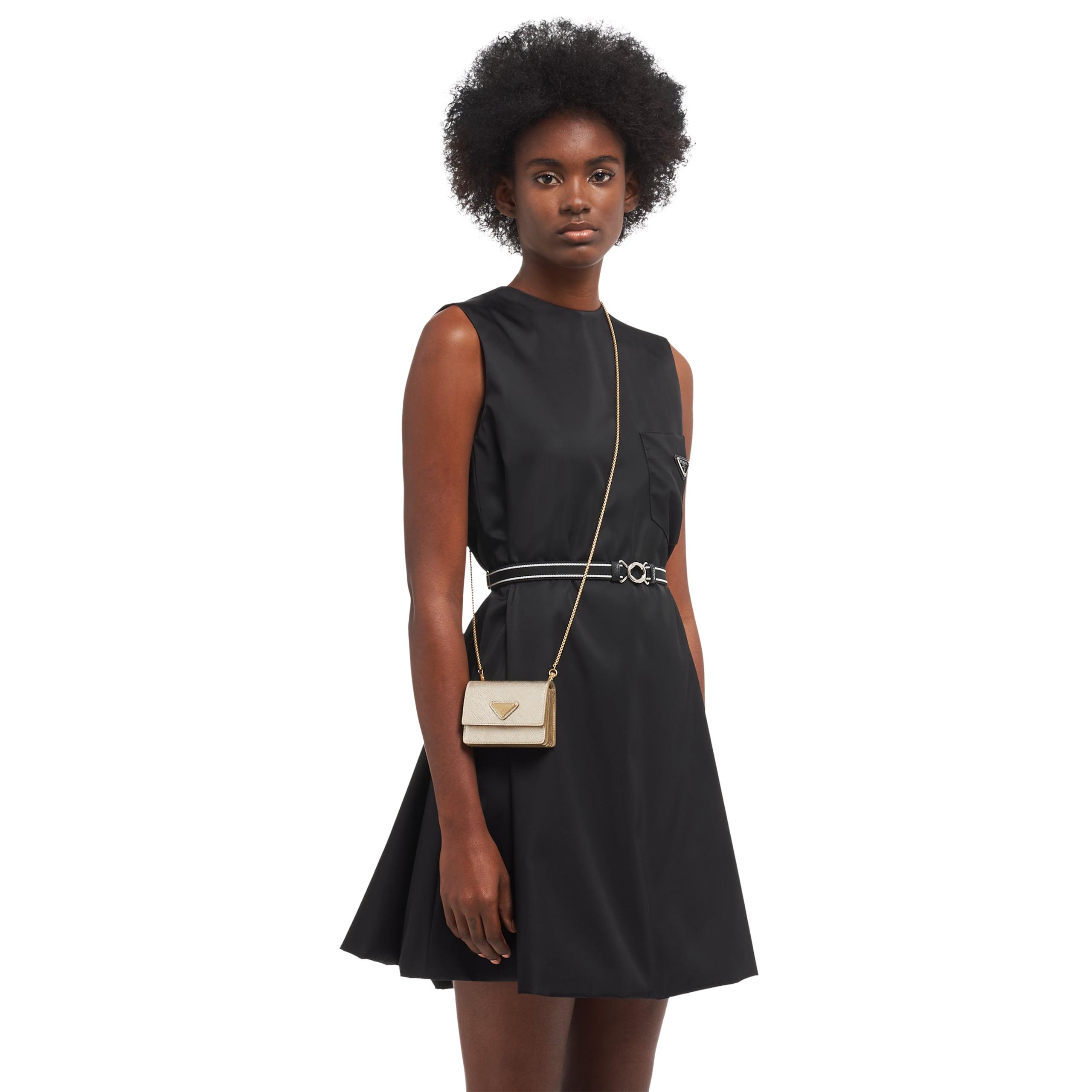 Prada Saffiano Leather Card Holder With Shoulder Strap | Lyst