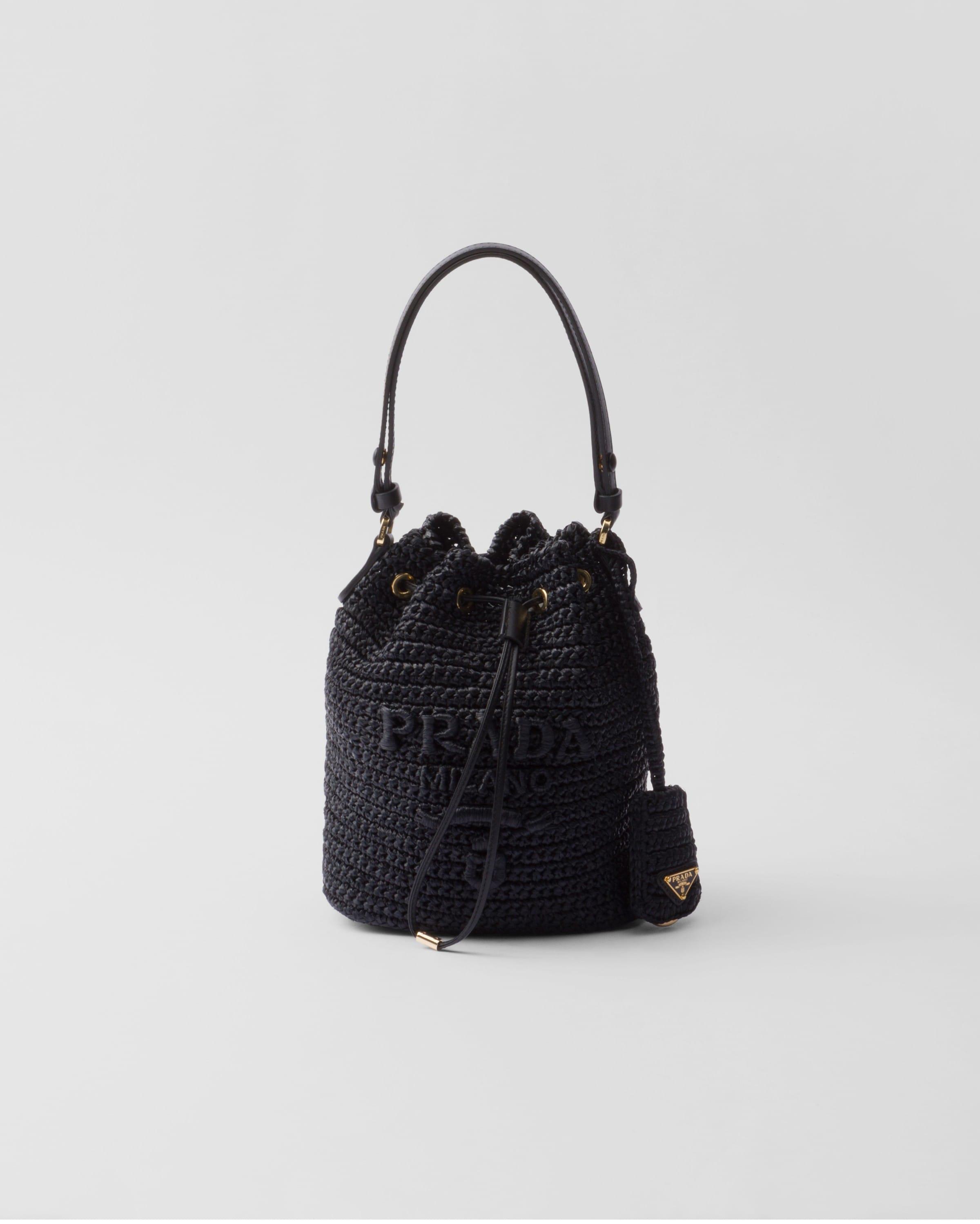 ショルダーバッグ・ポシェット PRADA BLACK CROCHET MINI BUCKET BAG Prada Crochet And Leather Mini-Bucket Bag in White | Lyst