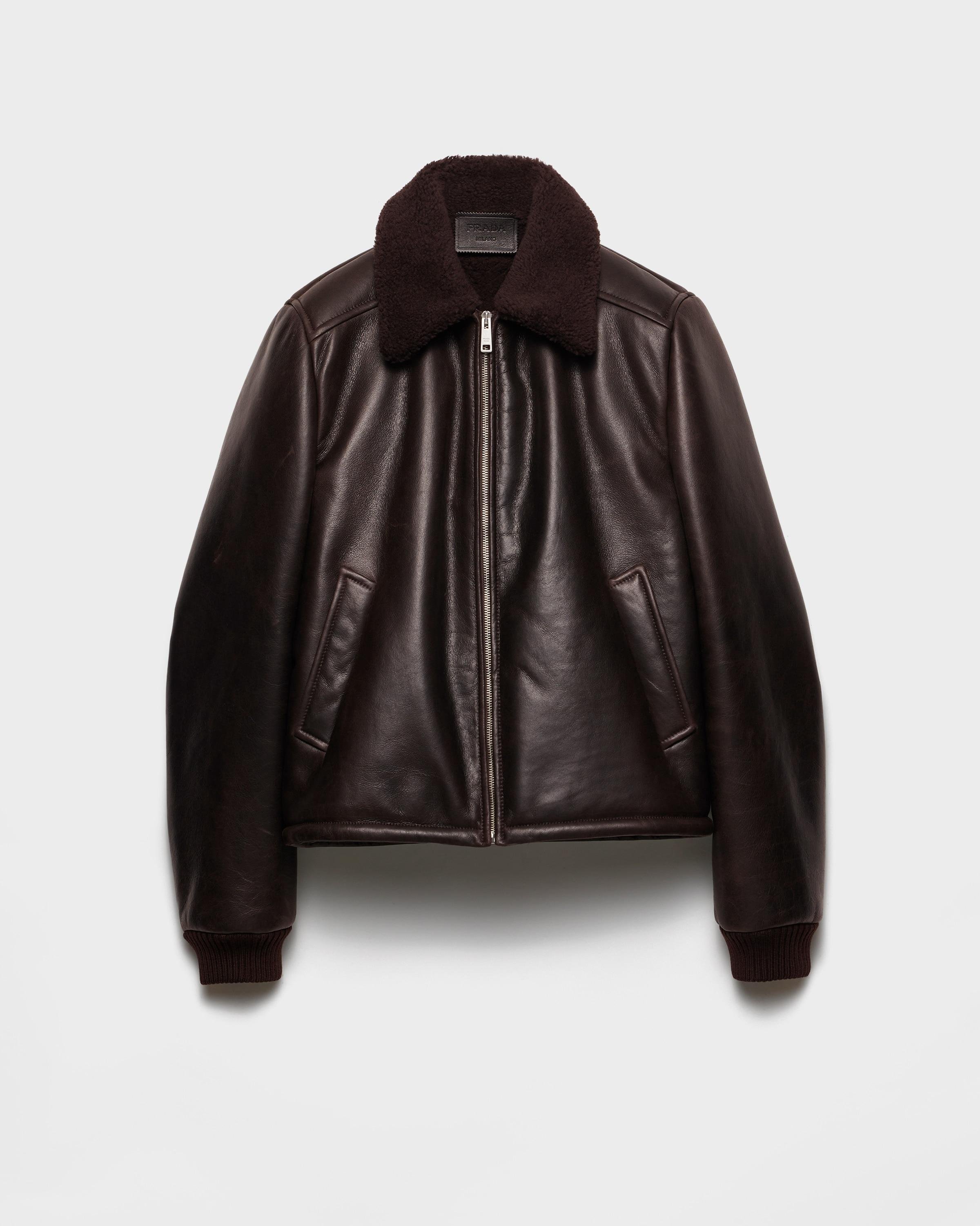 エストネーション テーラードレザージャケット プラダ ラルディーニ プラダ Prada Leather And Shearling Jacket in Black for Men | Lyst