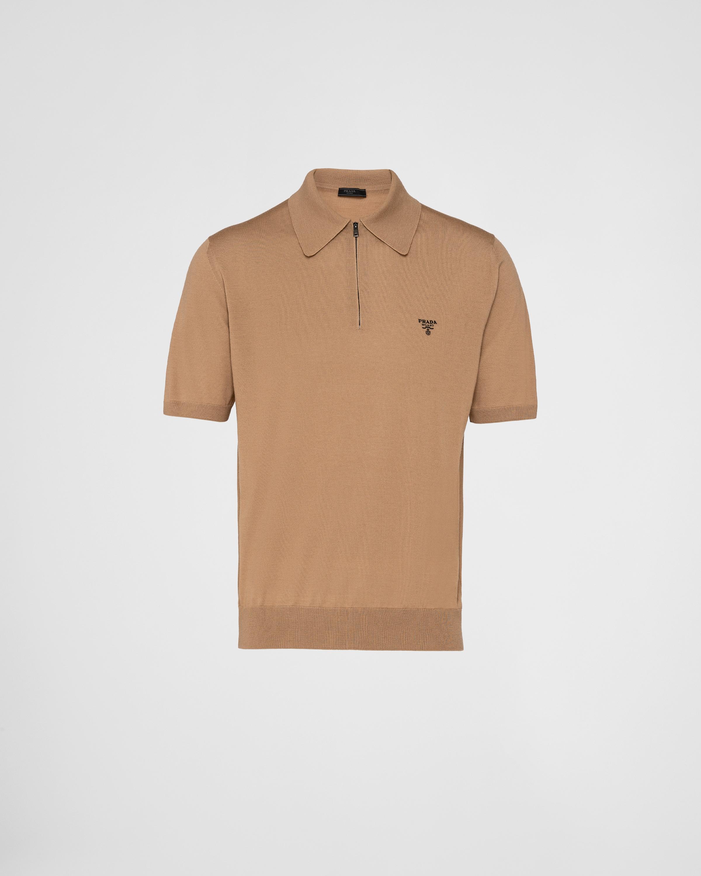 Prada Superfine Wool Polo Shirt in Natural for Men | Lyst