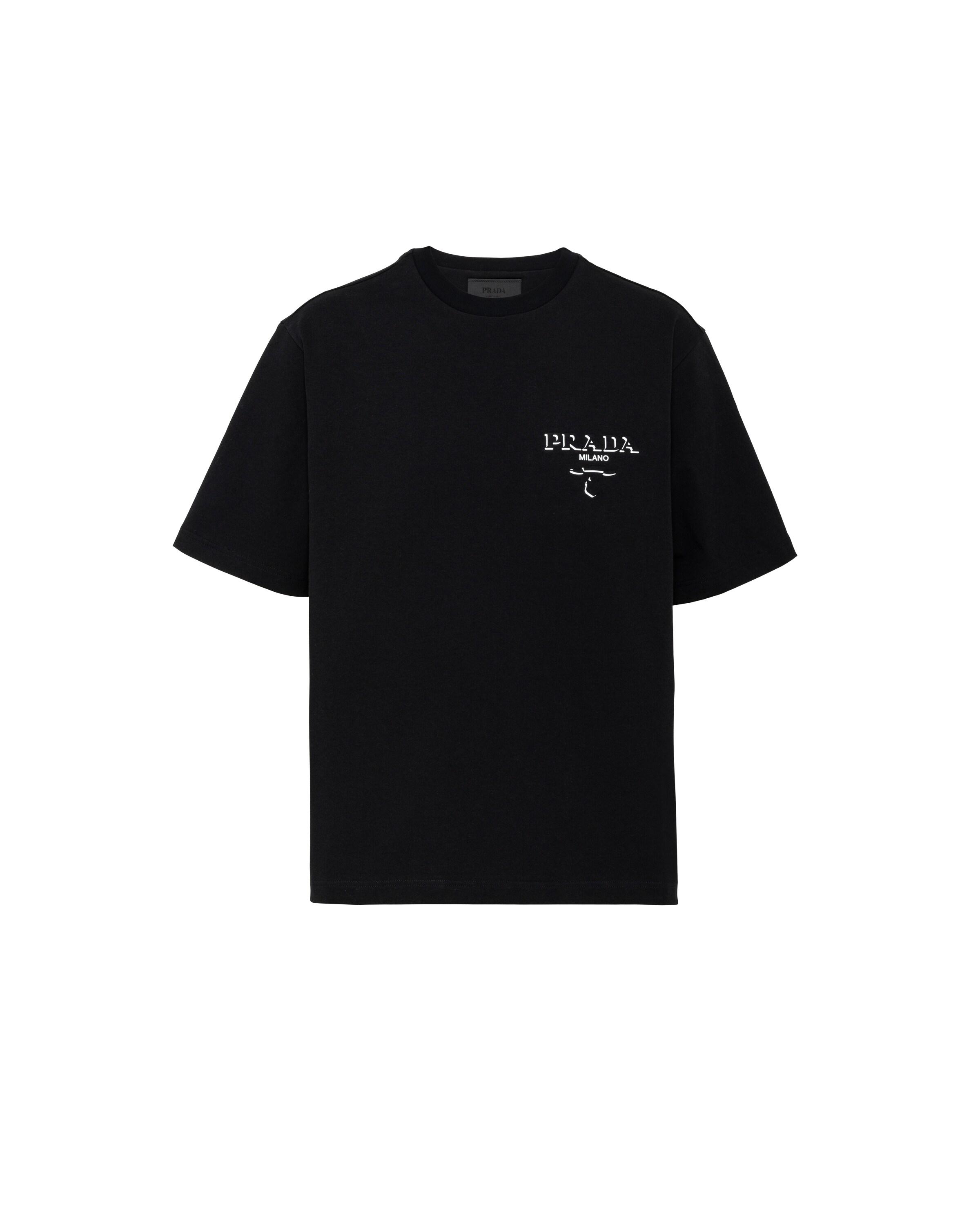 Prada Cotton Logo T-shirt in Black for Men | Lyst