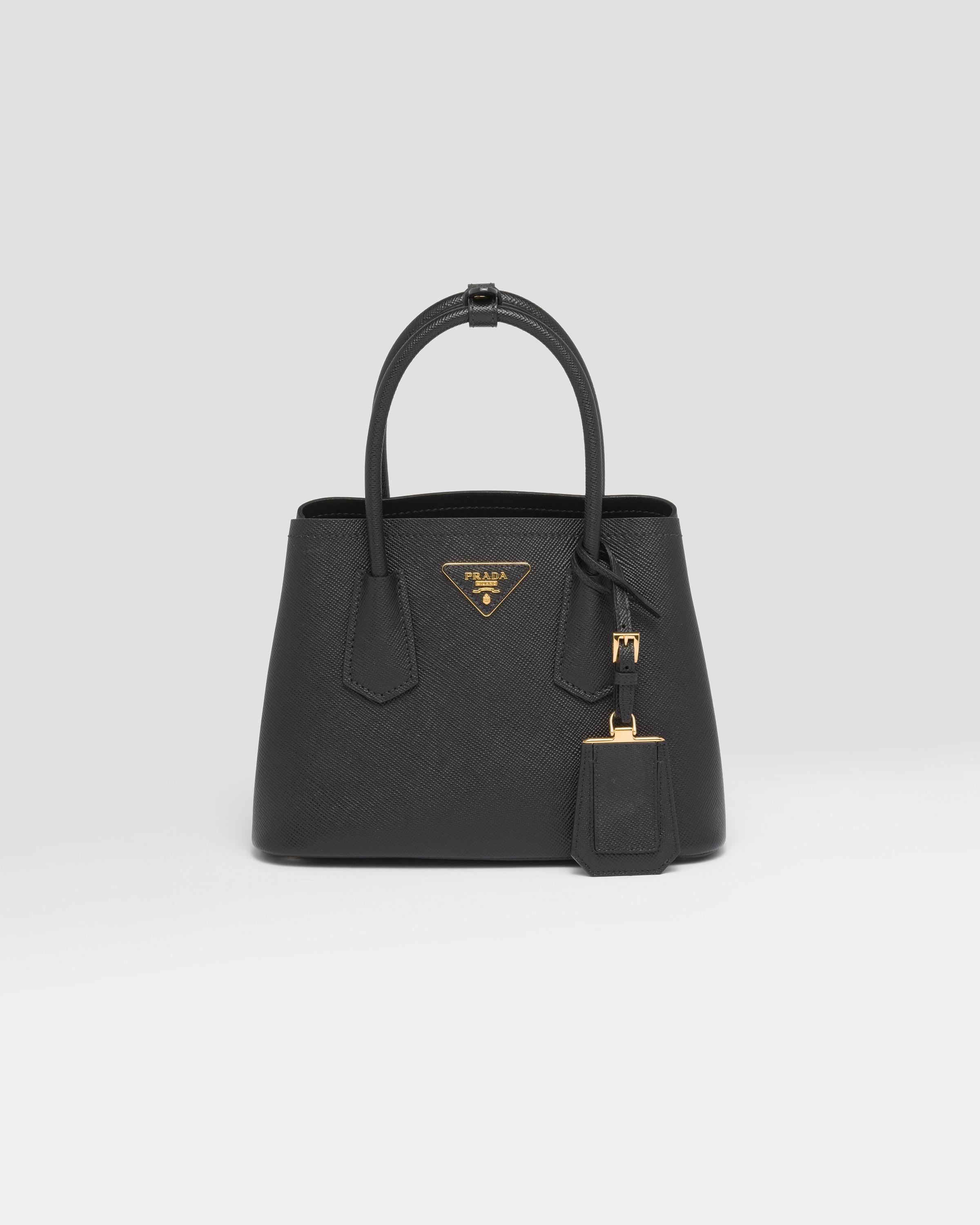 Prada Double Saffiano Leather Mini Bag in Black | Lyst