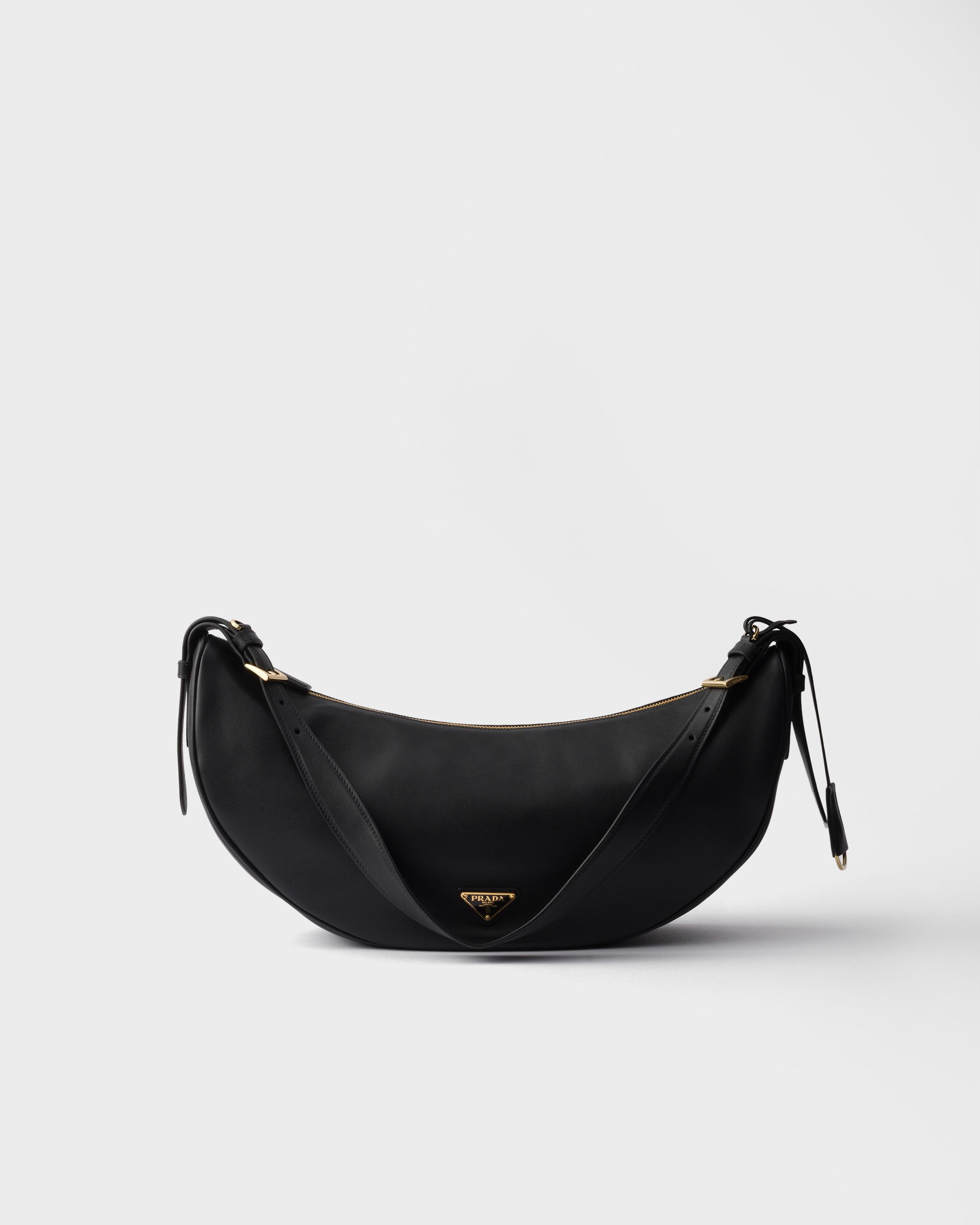 【PRADA】 DEMI-LUNE LARGE LEATHER SHOULDER BAG Prada Demi-Lune Large Leather Shoulder Bag in Black | Lyst
