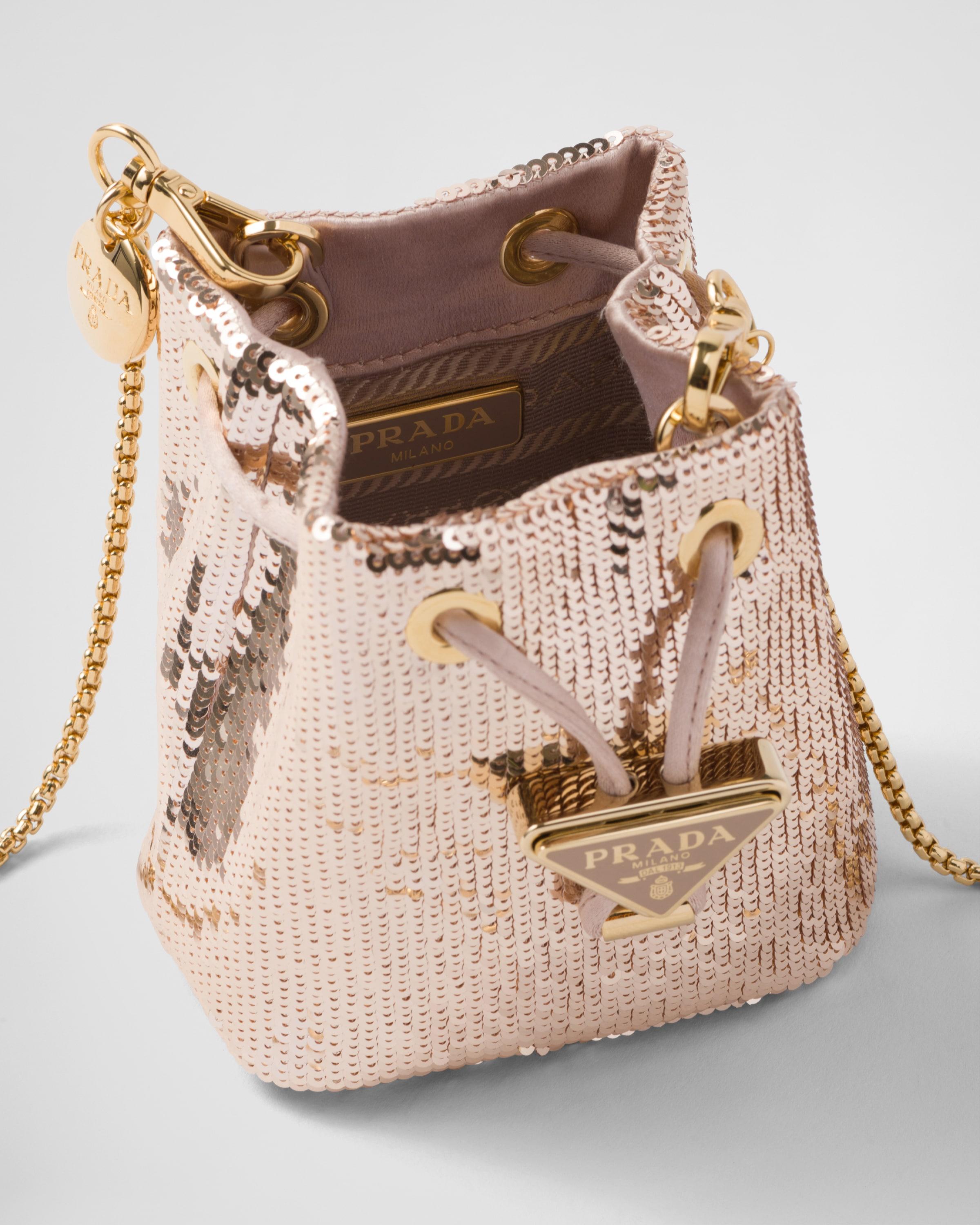 Prada Sequined Satin Mini-pouch in White | Lyst