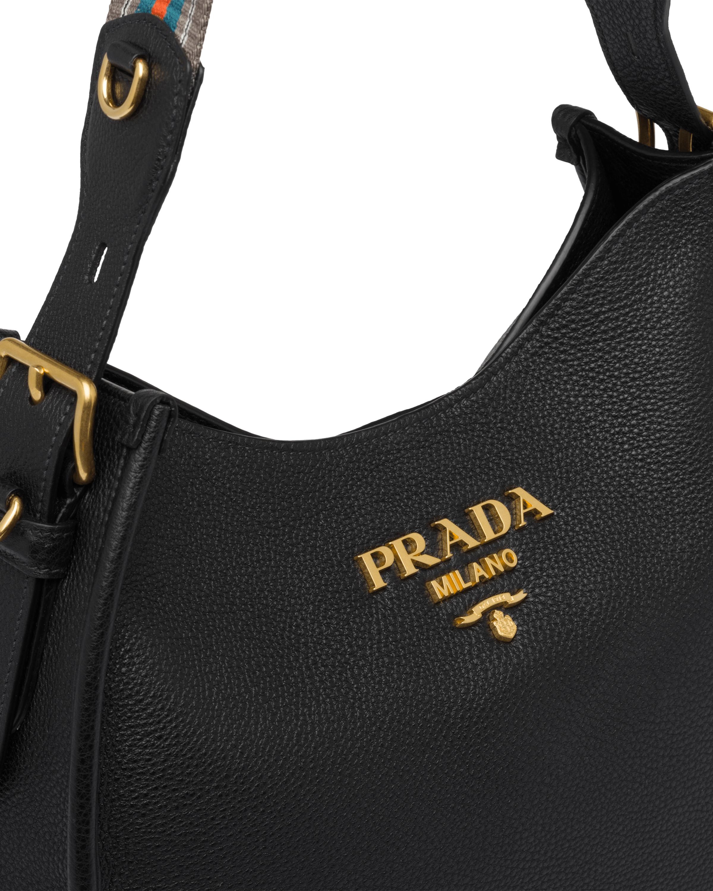 Prada Medium Leather Hobo Shoulder Bag in Black Lyst