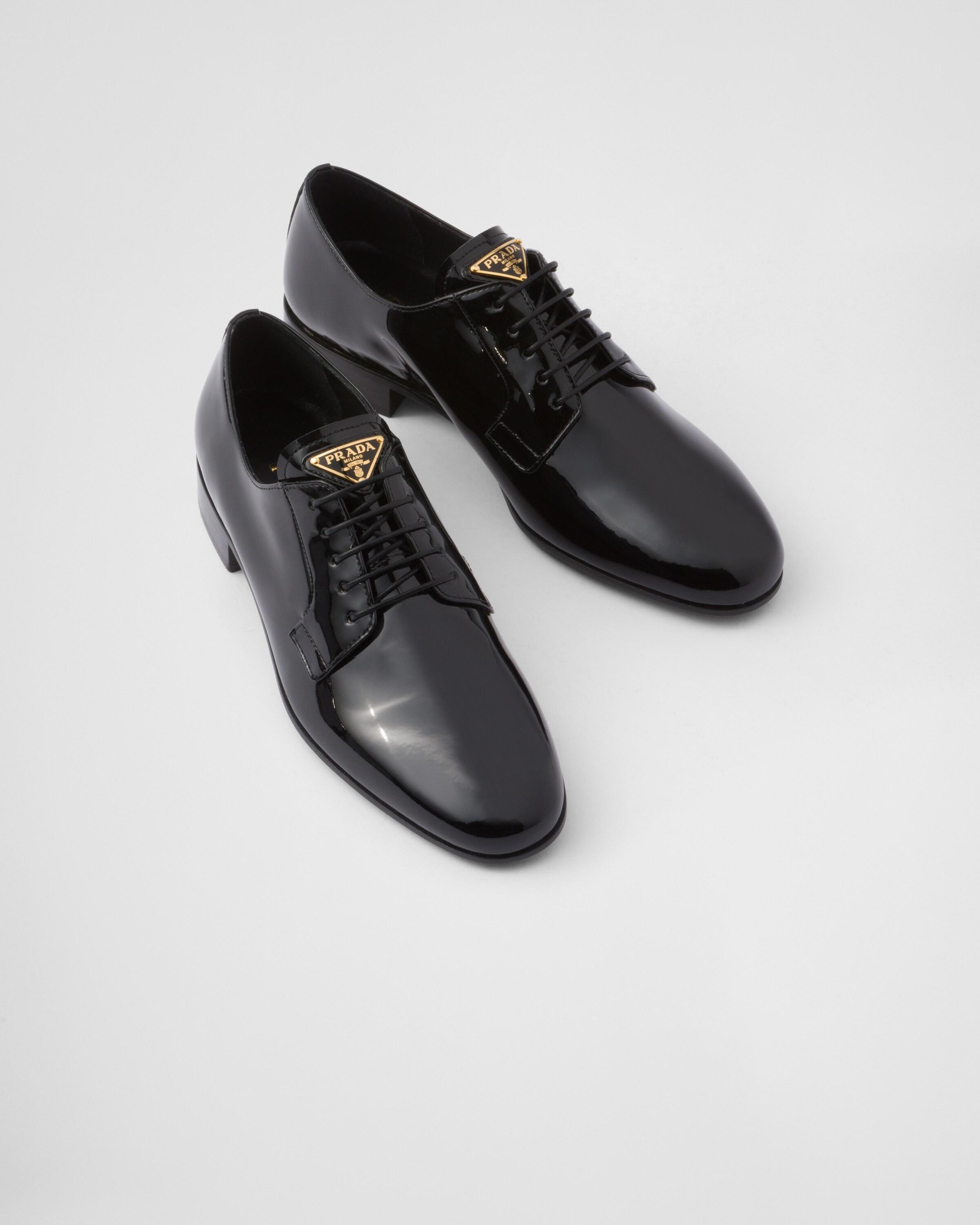 Prada Patent Leather Lace-up Shoes in Black | Lyst