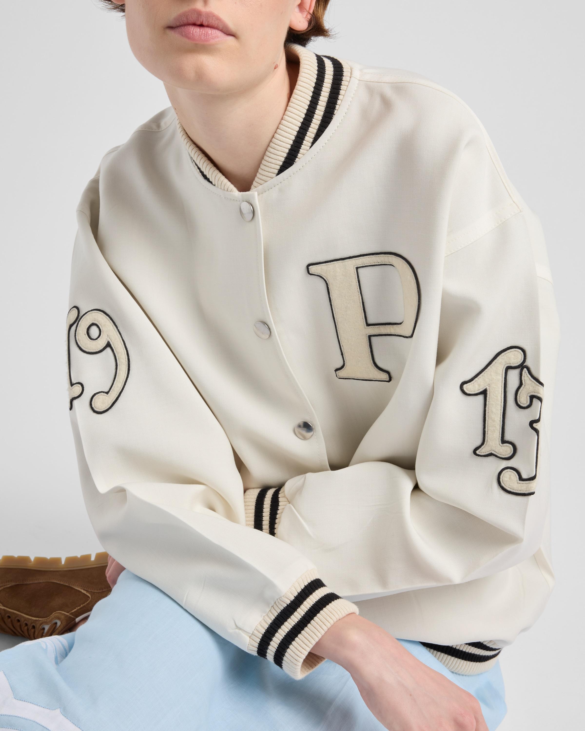 Prada Kid Mohair Bomber Jacket With Patches in White | Lyst