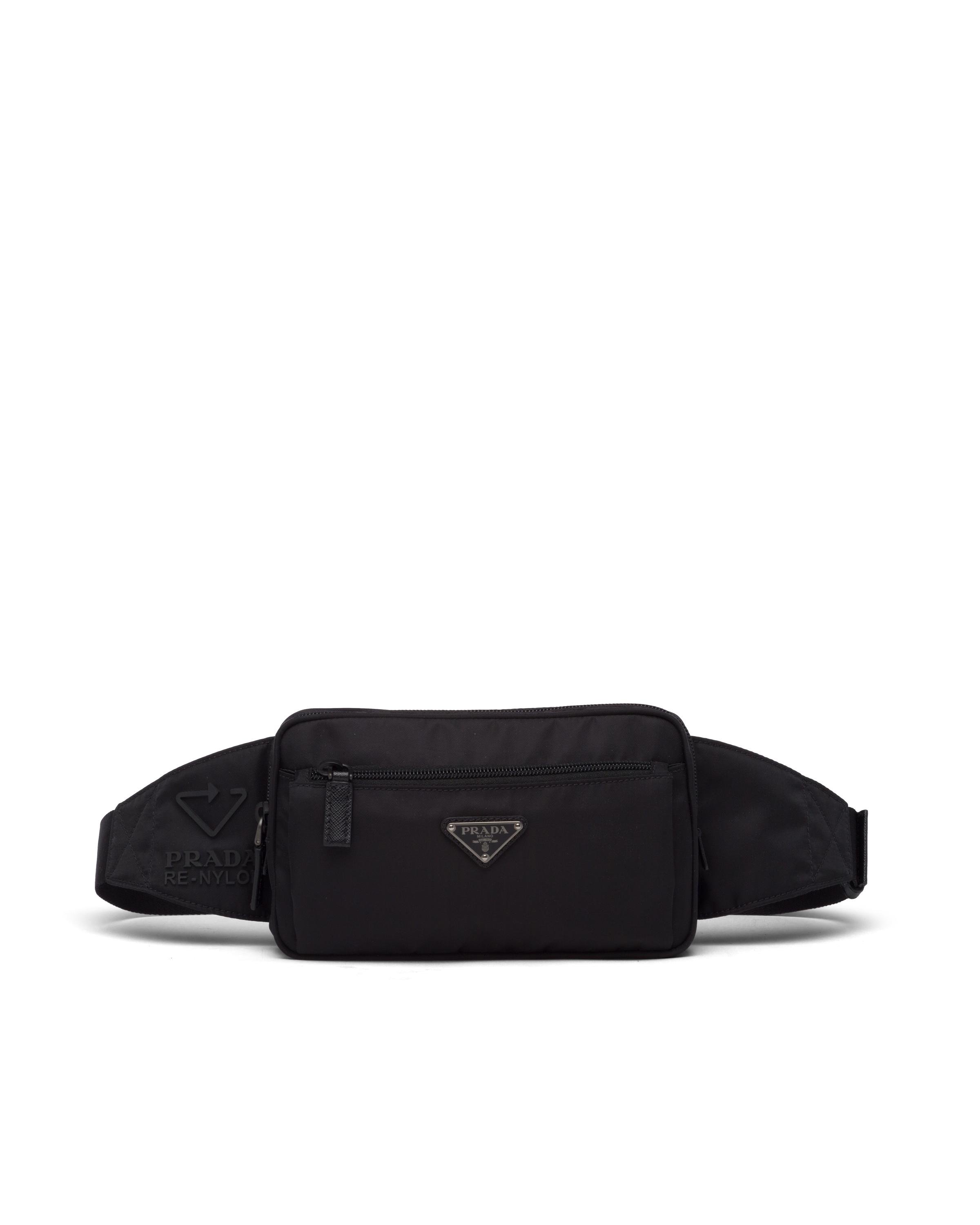 Prada Mens Black Logo Leather And Re-nylon Belt Bag for Men | Lyst