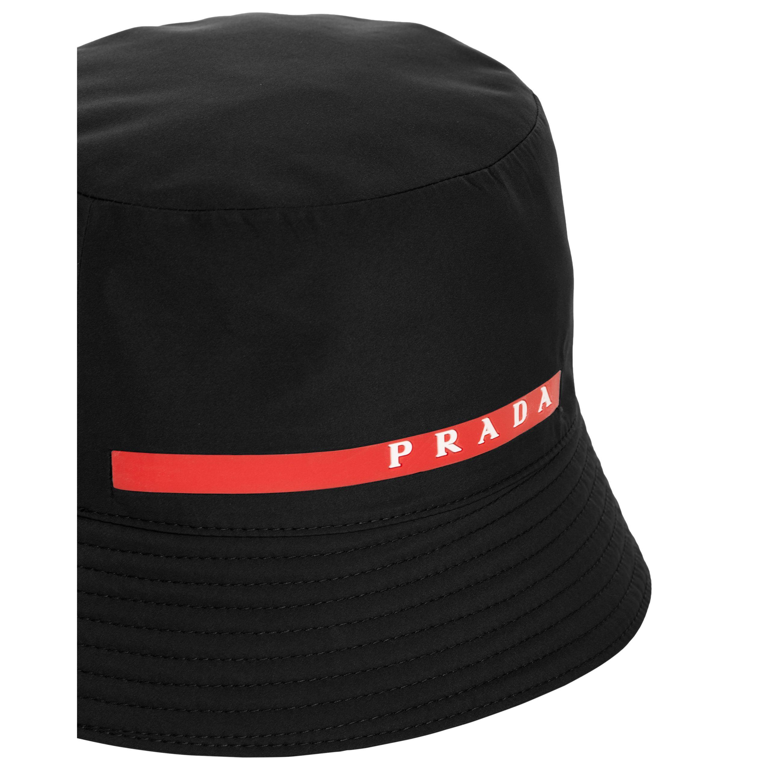 Prada Technical Fabric Bucket Hat in Black for Men | Lyst