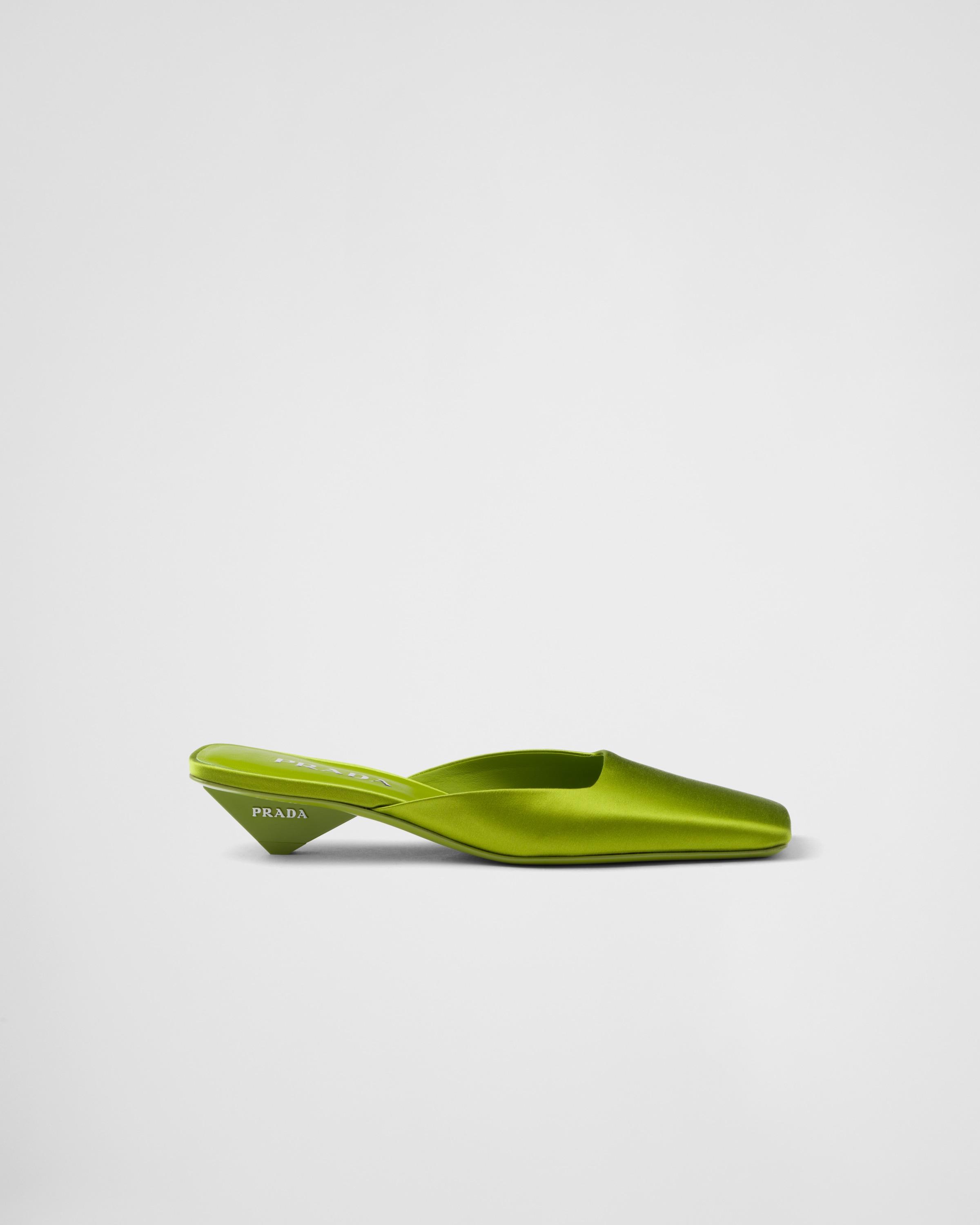 Prada Square-toe Satin Mules in Green | Lyst