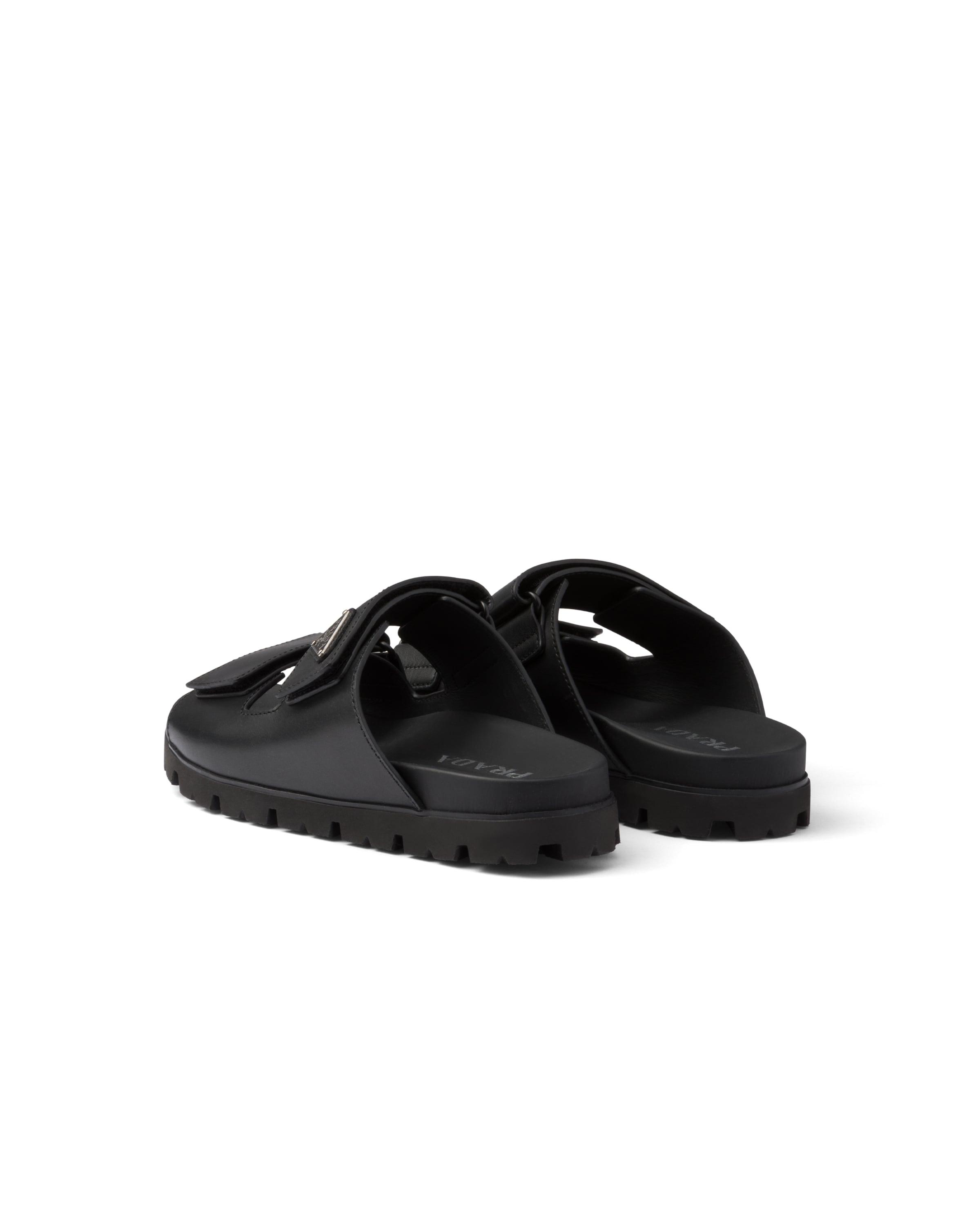 Prada Leather Strap Sandals, Size 5 in Black for Men | Lyst