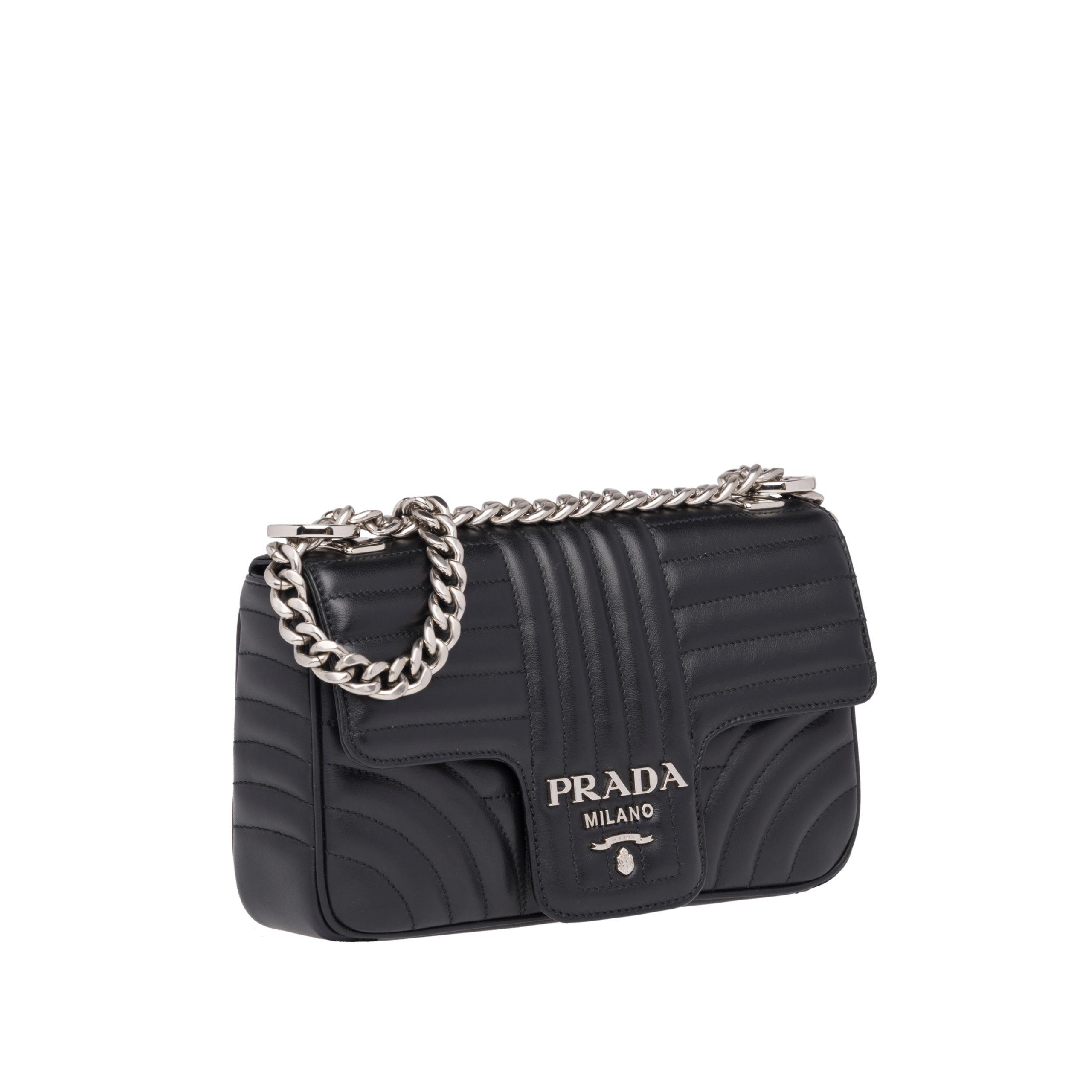 Prada Diagramme Leather Shoulder Bag in Black - Lyst