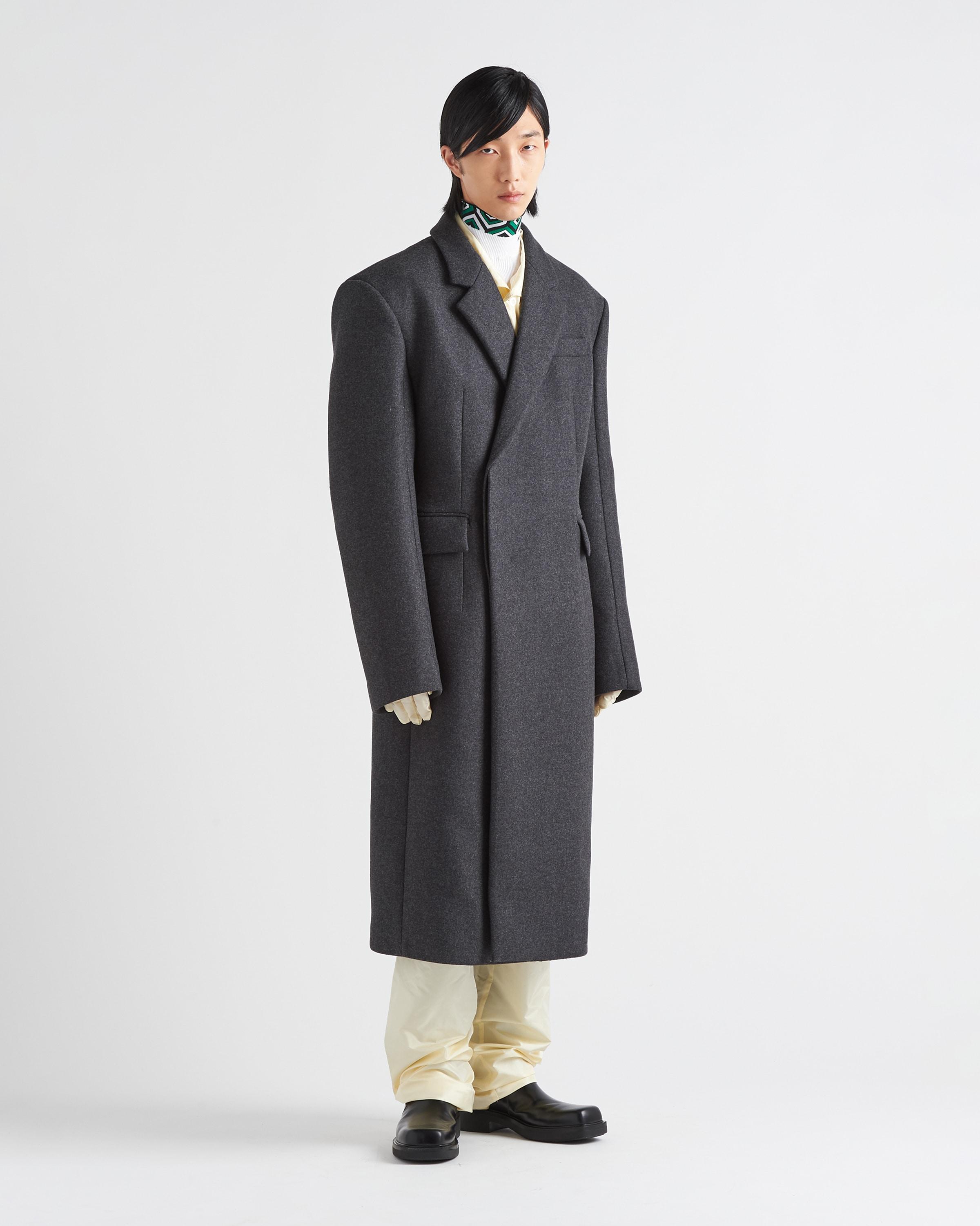 Prada Double-breasted Wool Coat in Gray for Men | Lyst