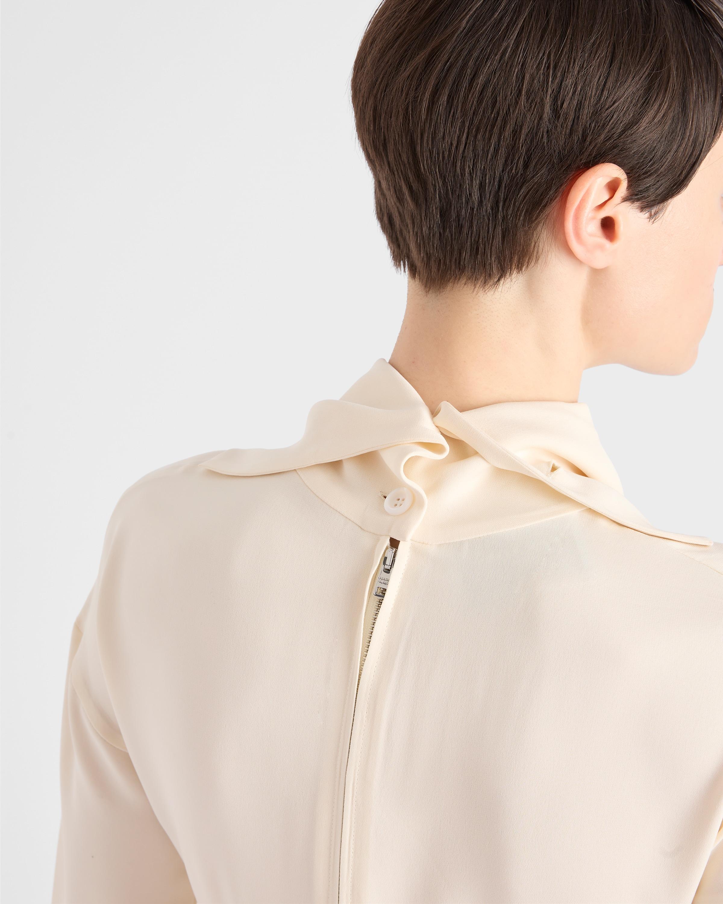 Prada Silk Broadcloth Midi-Dress in Natural | Lyst